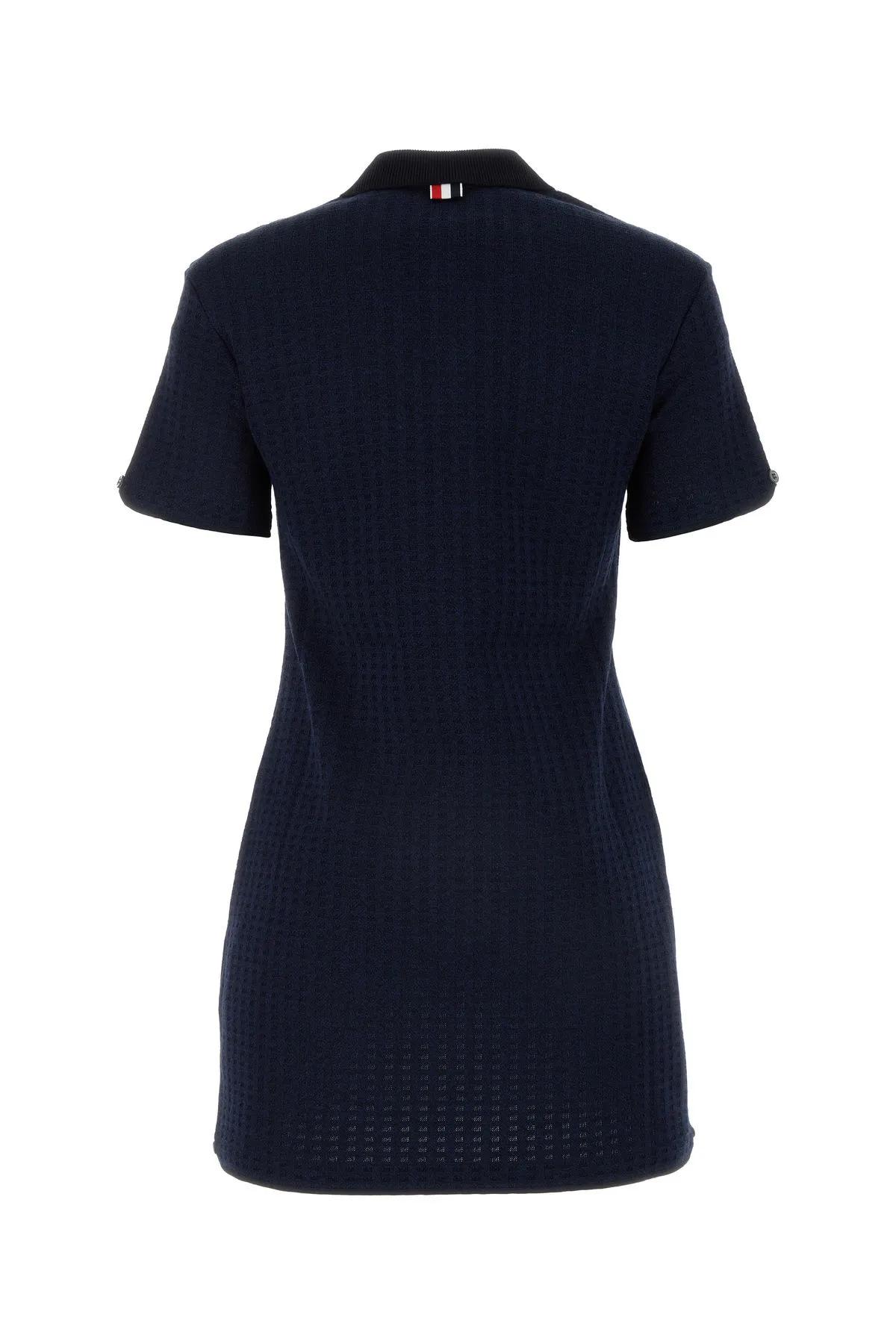 Shop Thom Browne Navy Blue Cotton Polo Dress