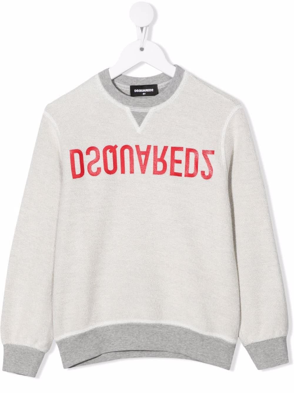 Dsquared2 Kids Grey Crewneck Sweatshirt With Inverted Logo