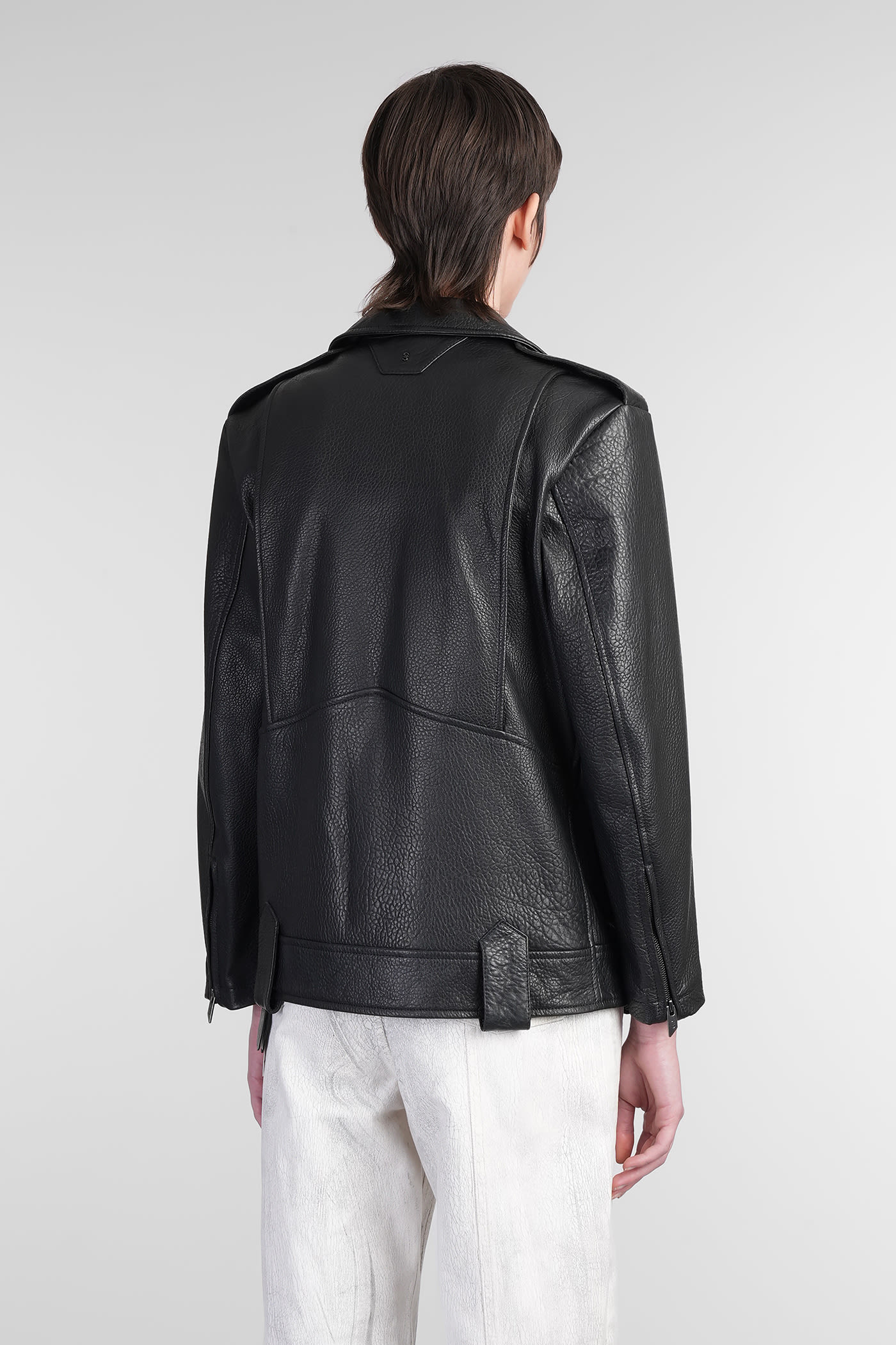 Salvatore Santoro Biker Jacket In Black Leather In Black