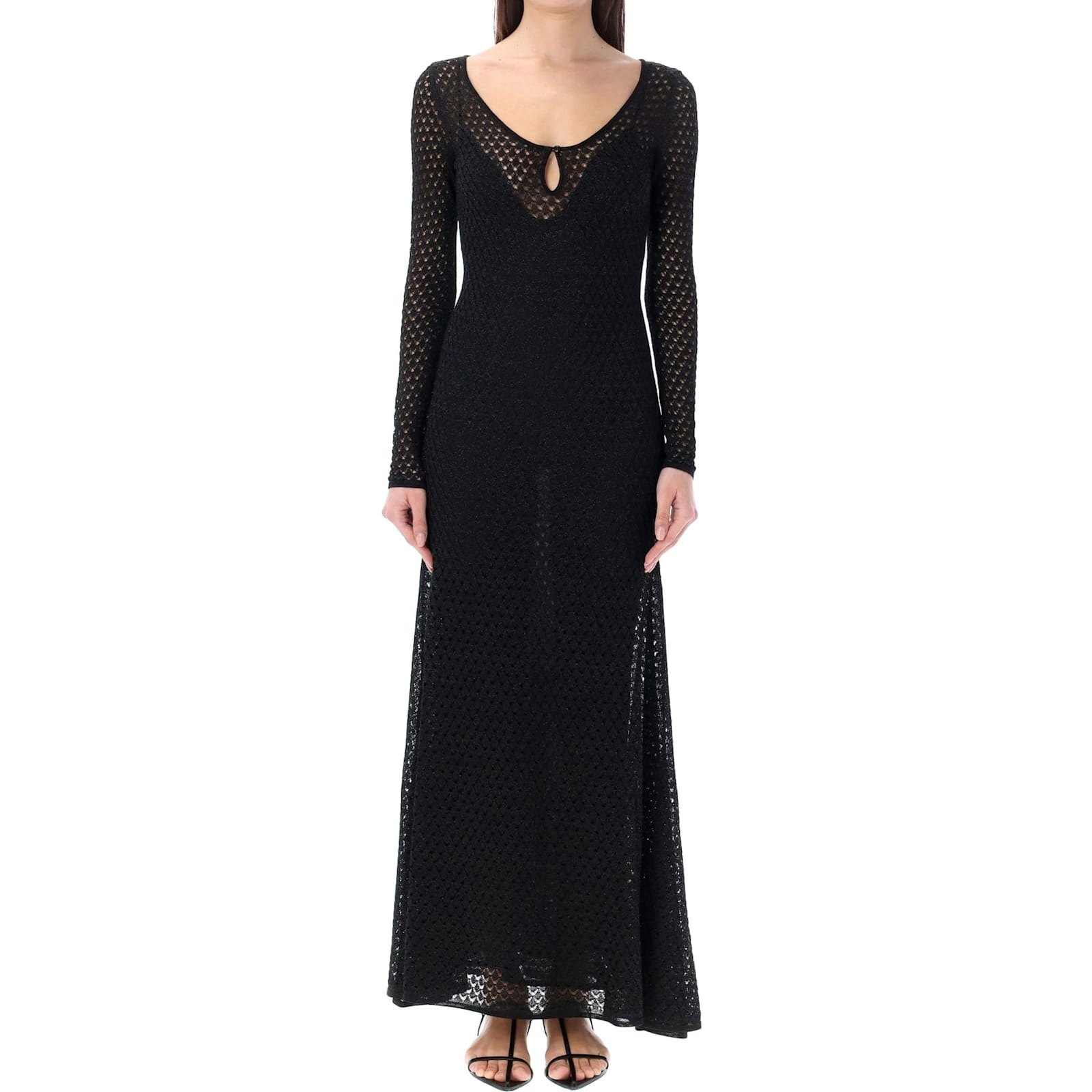 Shop Tom Ford Lurex Crochet Maxi Dress In Black