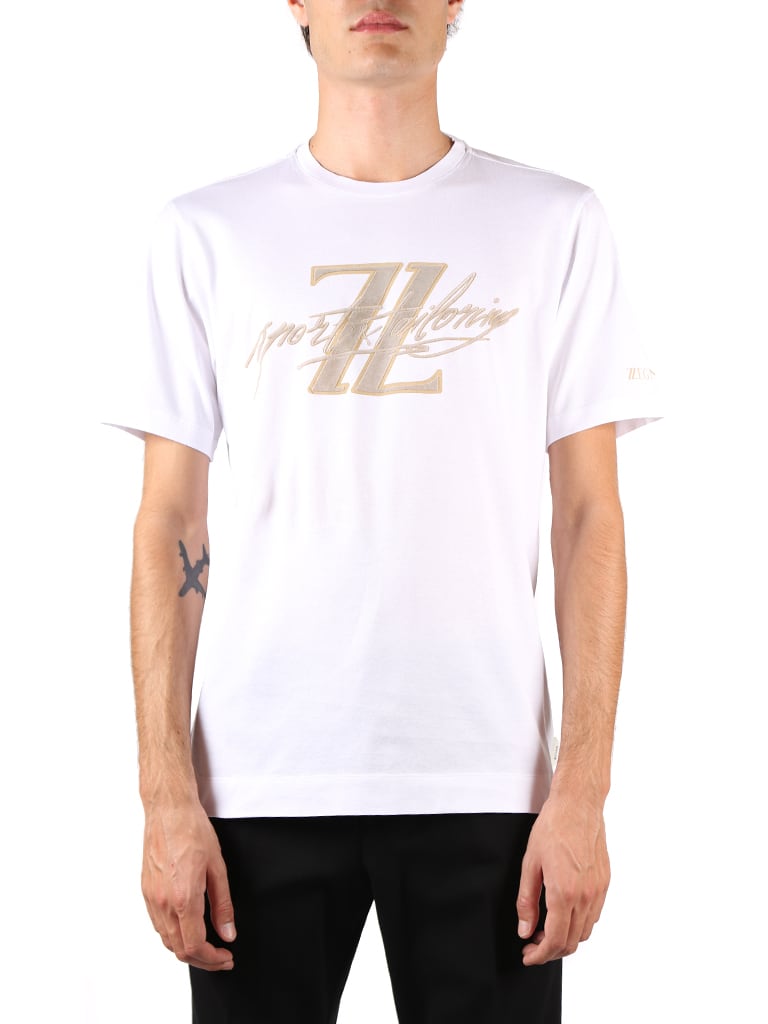 Ermenegildo Zegna Zegna White Cotton Logo T-shirt