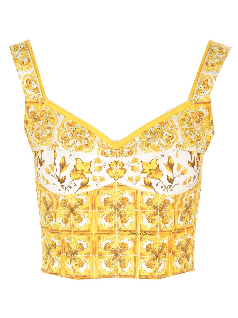 Shop Dolce & Gabbana Bustier Top In Yellow