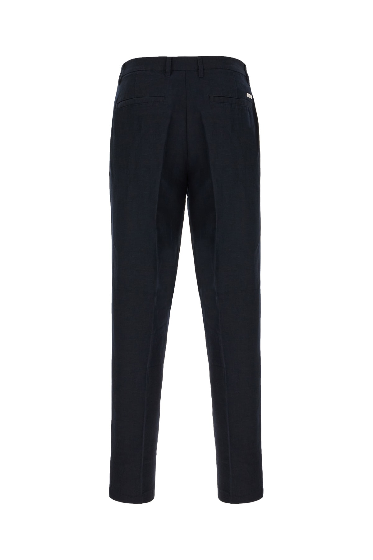 Armani Collezioni Black Linen Blend Pants In Blue