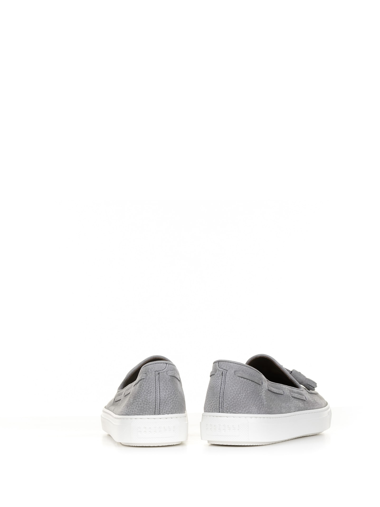 Shop Fratelli Rossetti One Moccasin In Gray Suede And Rubber Sole In Grigio