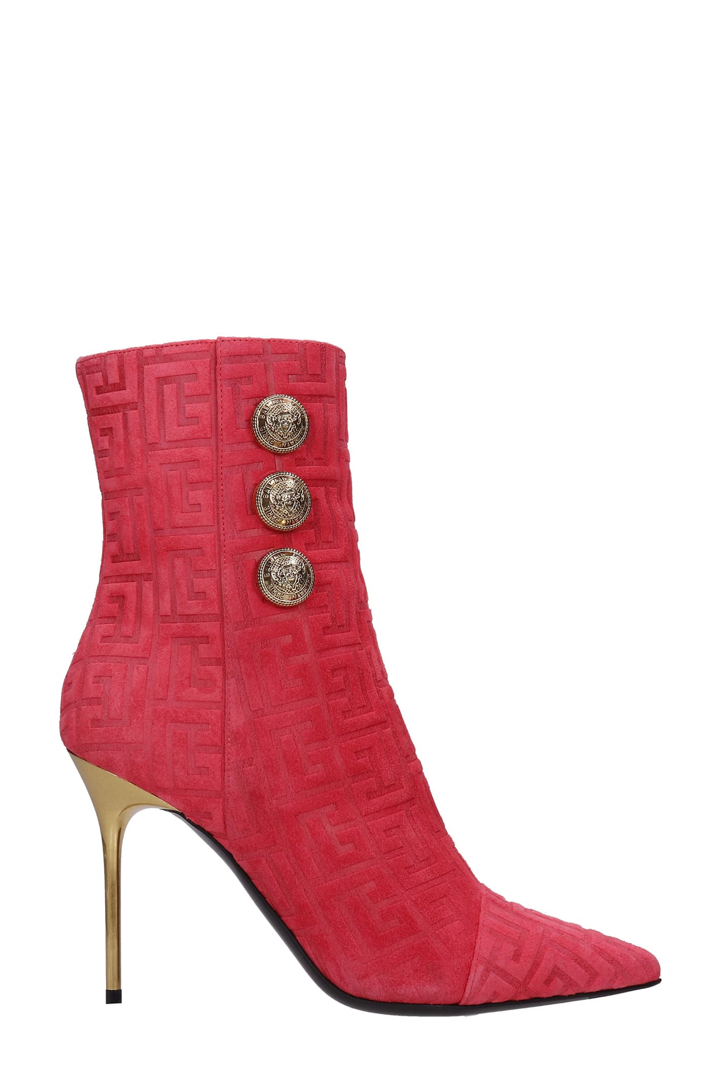 Balmain Roni High Heels Ankle Boots In Fuxia Leather | ModeSens