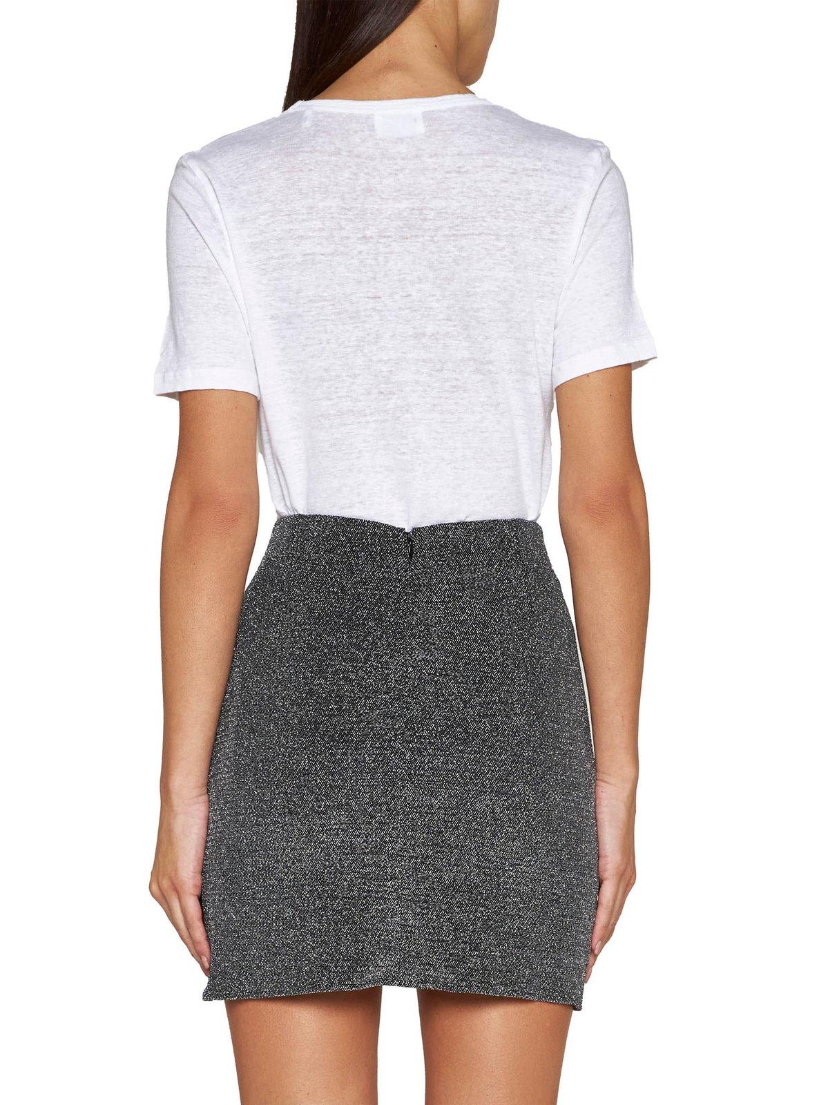 Shop Marant Etoile Glitter Detailed Mini Skirt In Silver