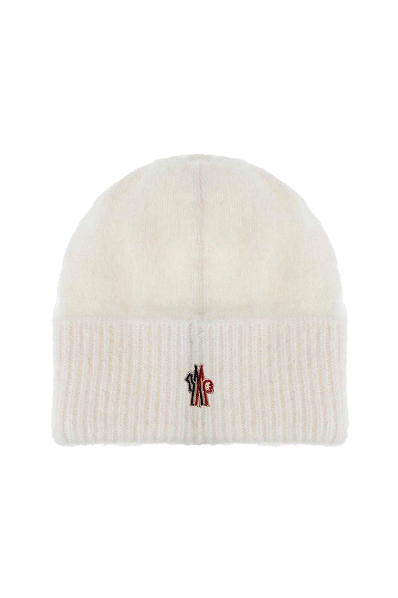 Moncler Relaxed Style Ribbed Texture Turn-up Brim Hat In White