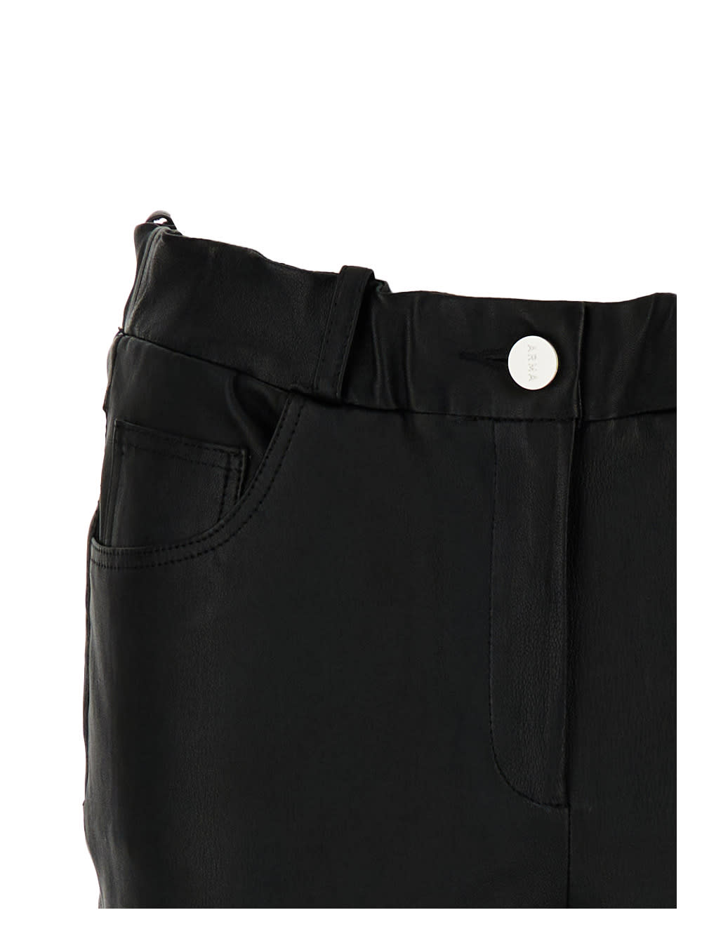 Shop Arma Black Wide Trousers In Leather Woman