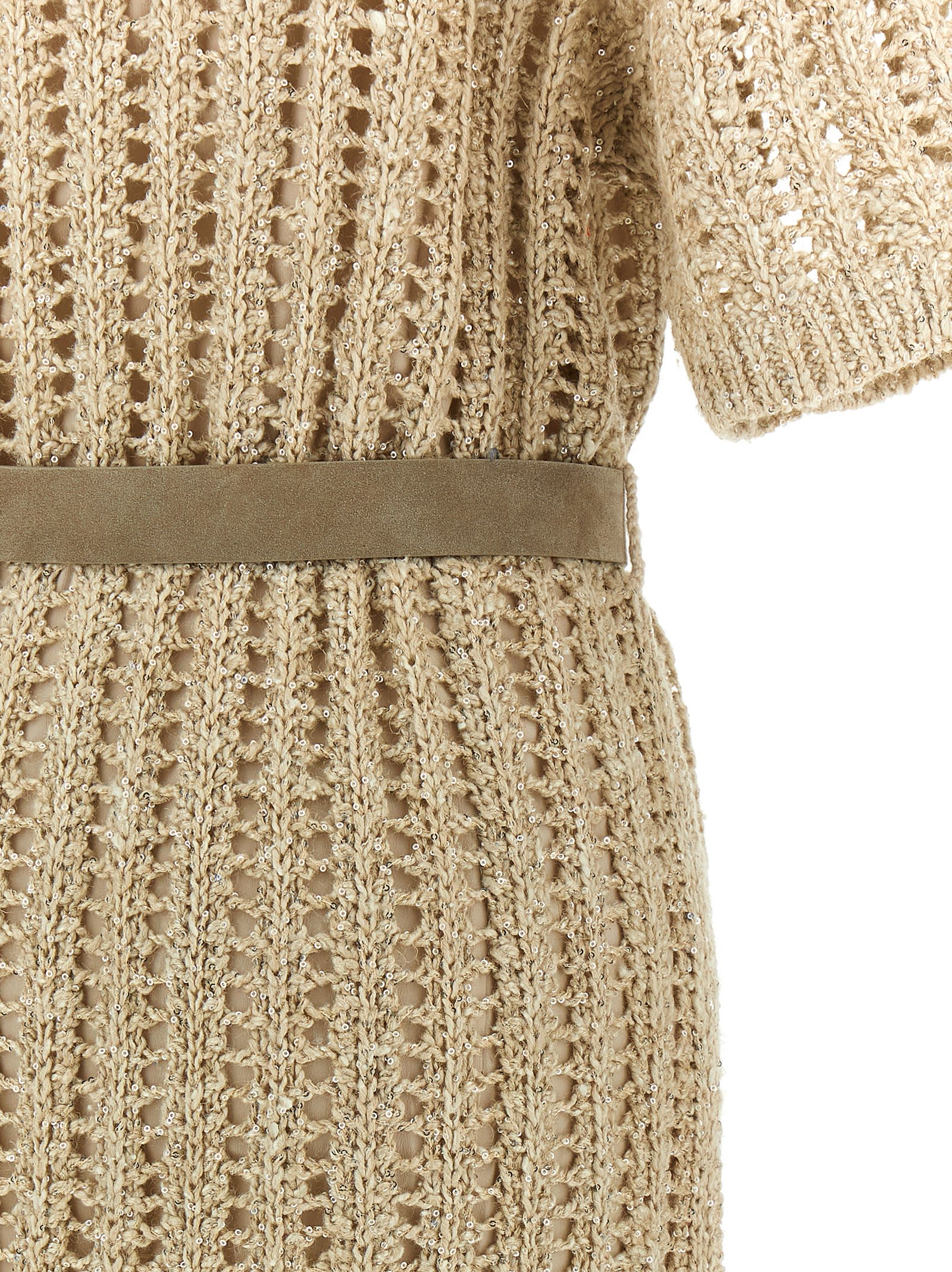 Brunello Cucinelli Beige Dazzling Dress In Beige