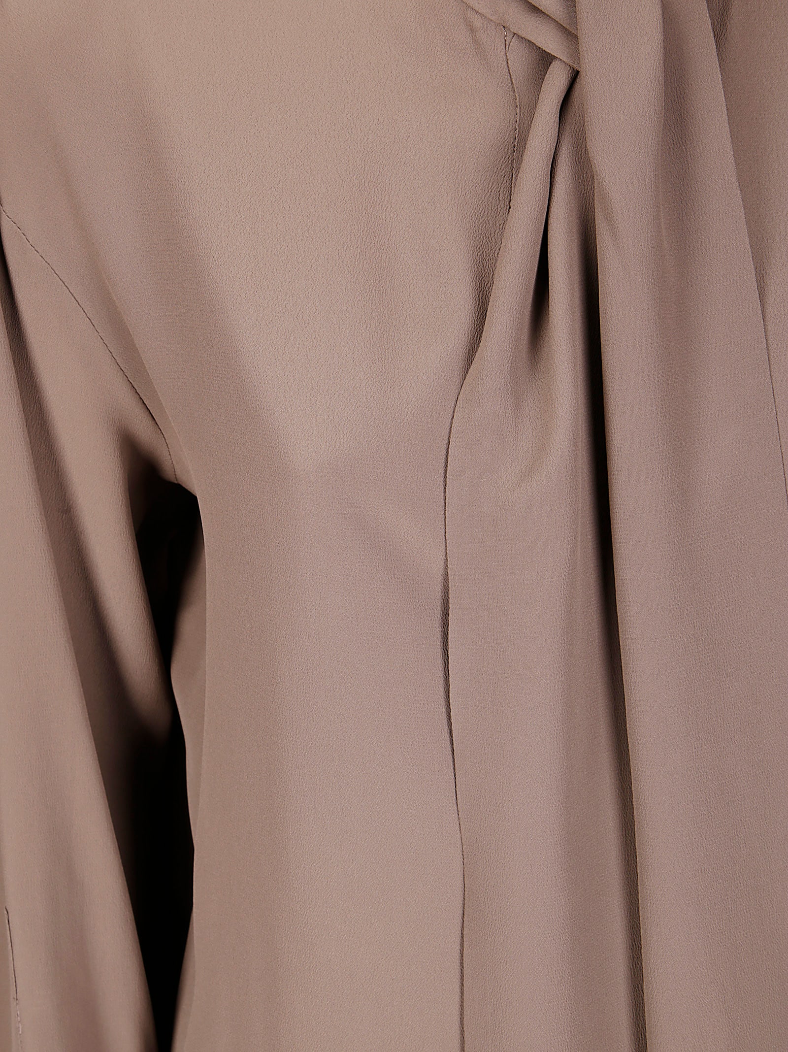 Alberto Biani Crew Neck Blouse With Flowing Tie In Gray
