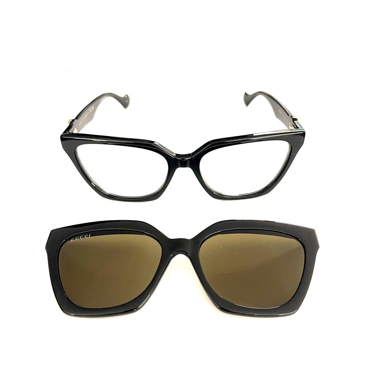 Gucci Cat-eye Frame Clip-on Sunglasses In Black