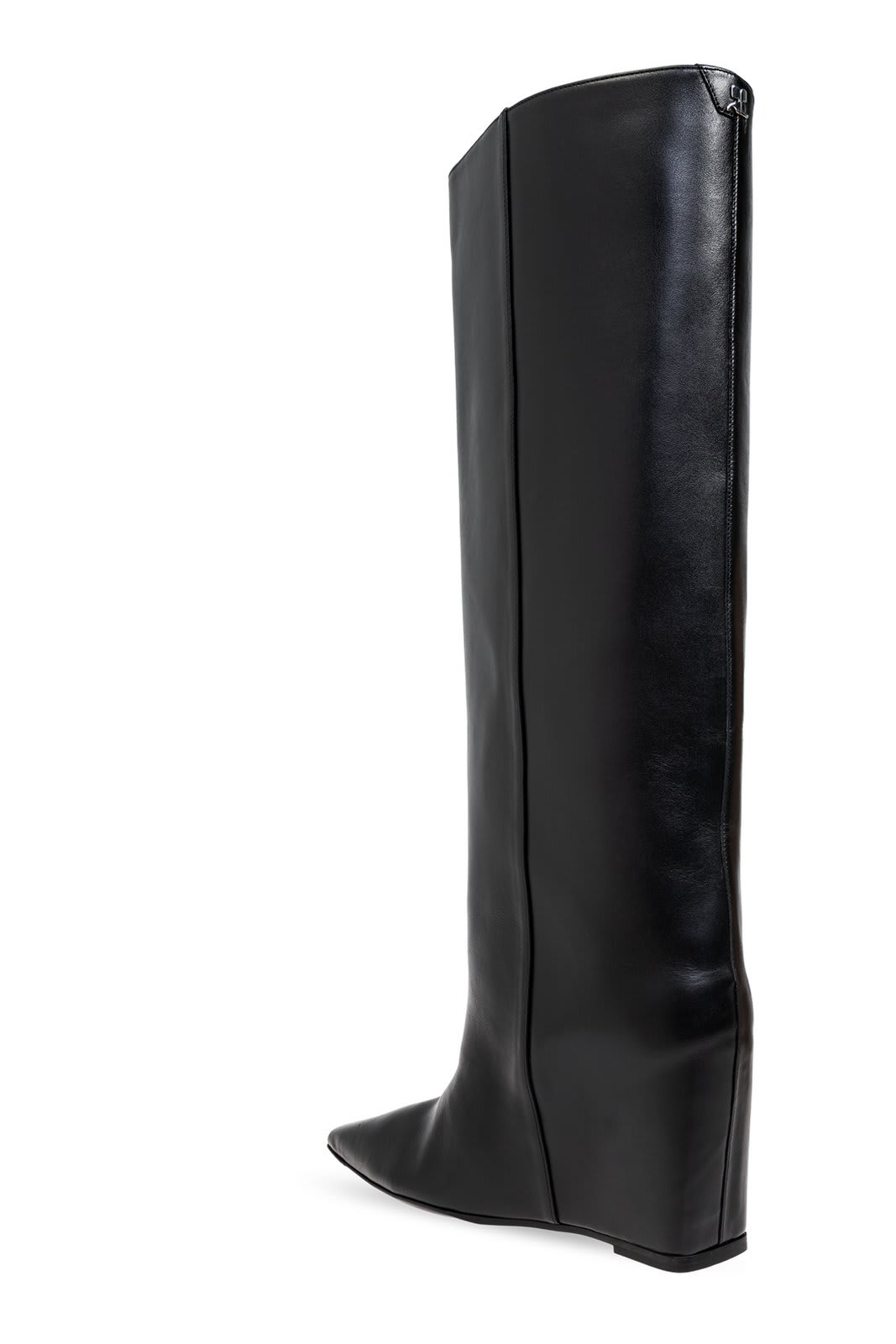 Courrèges Astro Pointed-toe Buckle-detailed Boots In Black