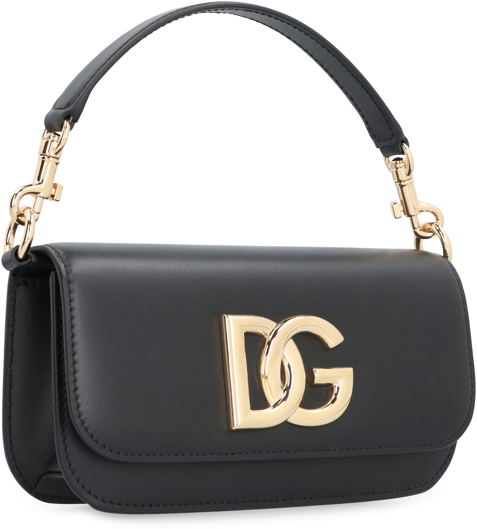 Shop Dolce & Gabbana 3.5 Leather Handbag In Black