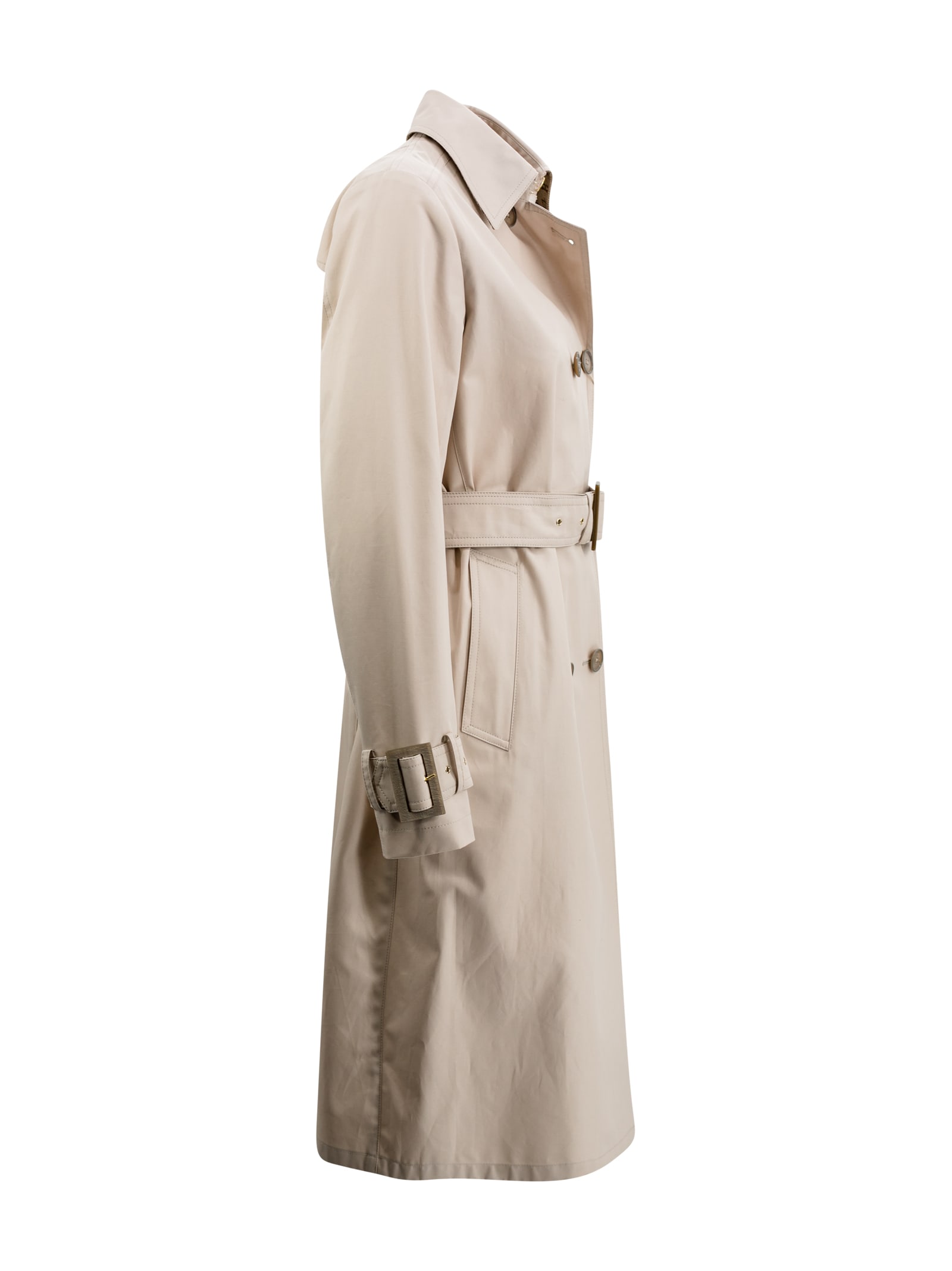 Herno Sand Cotton Gabardine Trench Coat In Gray