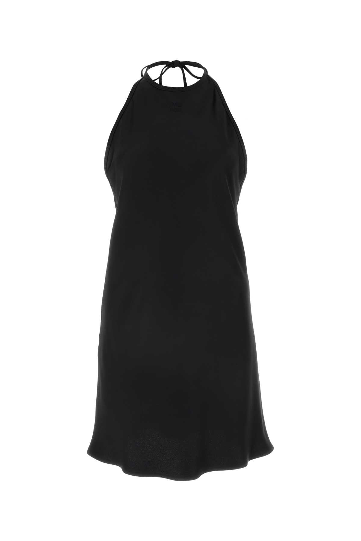 Shop Miu Miu Black Satin Dress In Nero