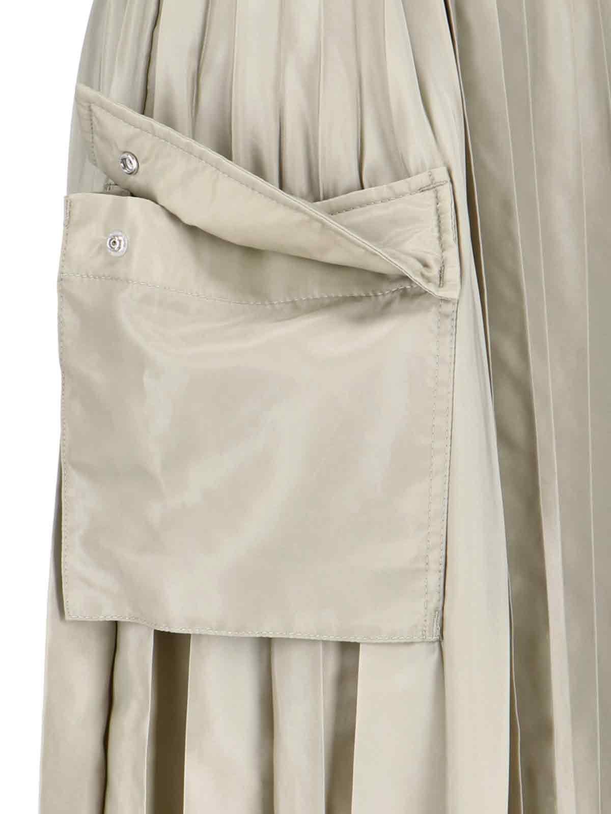 Shop Sacai Pleated Wrap Cargo Midi Skirt In Light Khaki