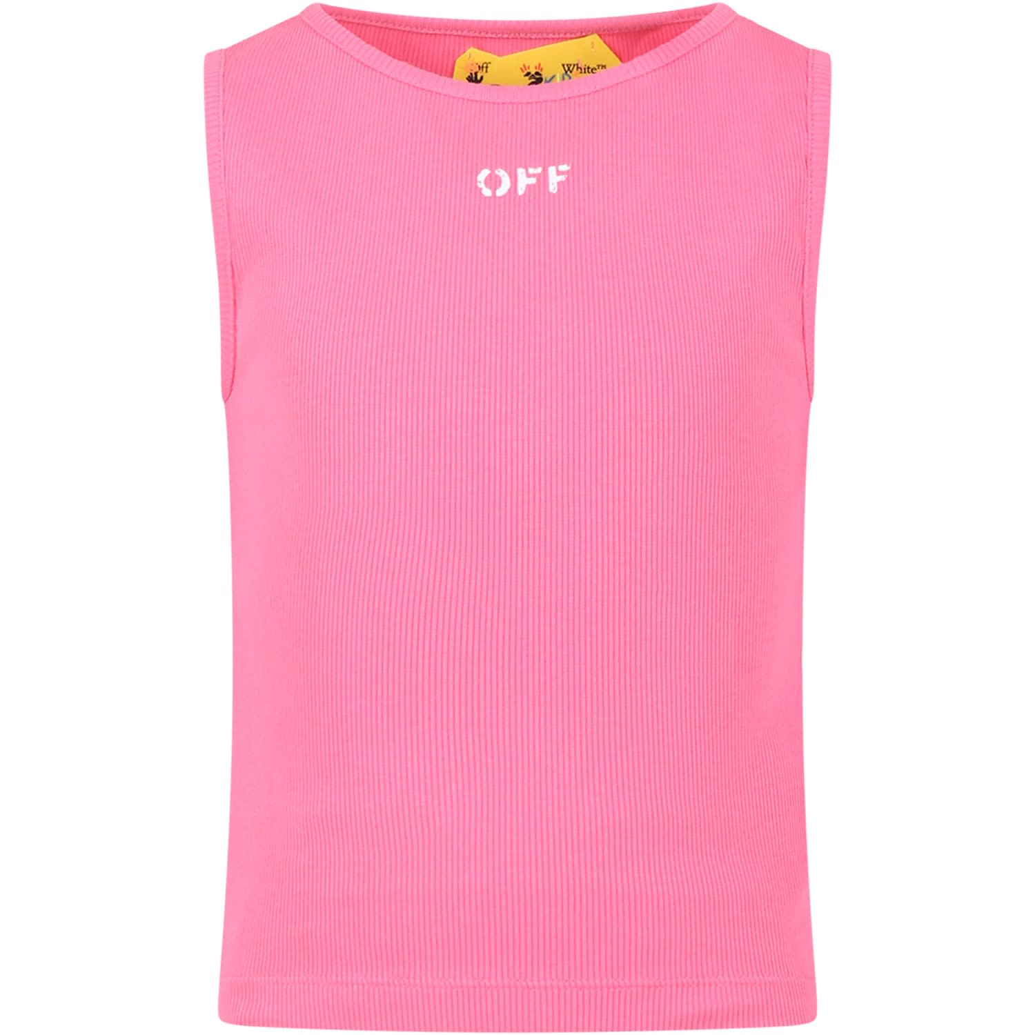 Off-white Kids' Fuchsia Dress For Girl With Logo In Pink
