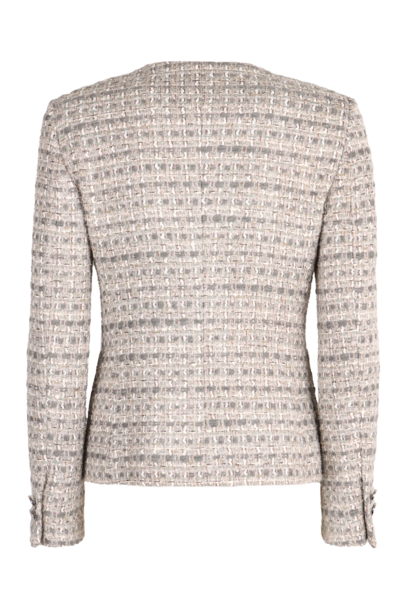 Shop Tagliatore Beverly Boucle Jersey Single-breasted Jacket In Grey