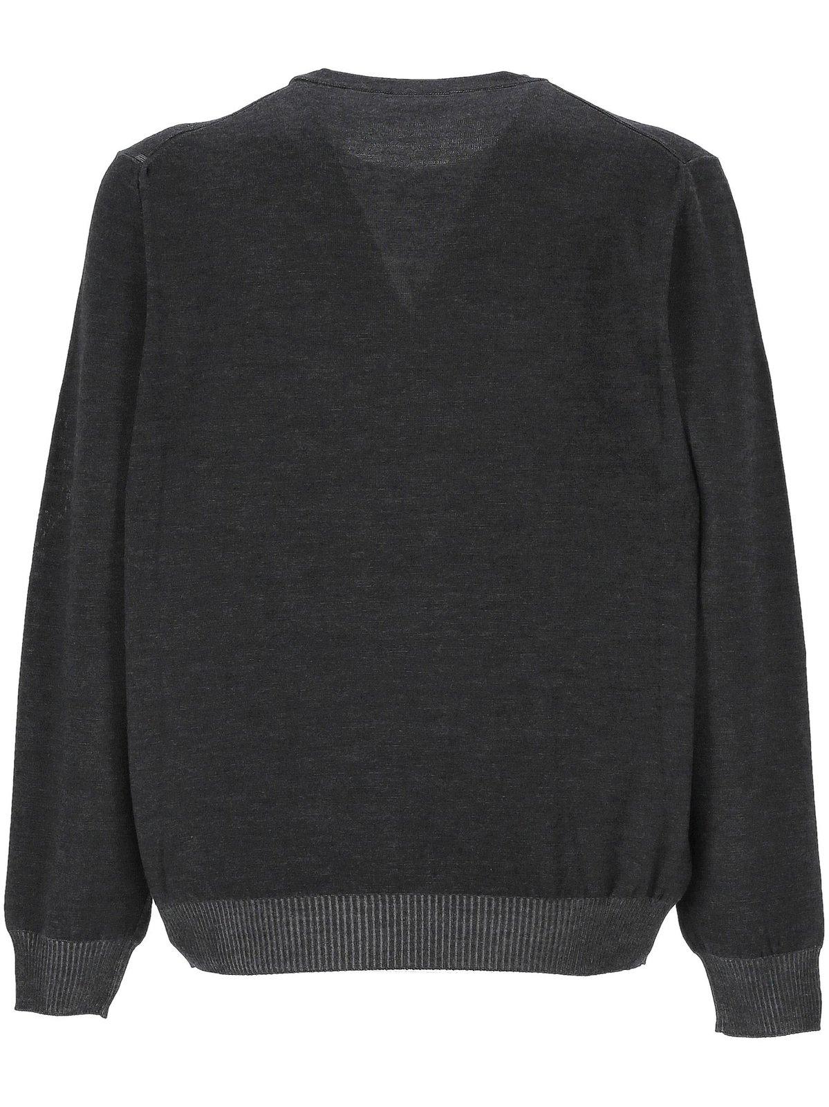 Alexander Mcqueen Skull Intarsia Wool Melange Crewneck Sweater In Grey