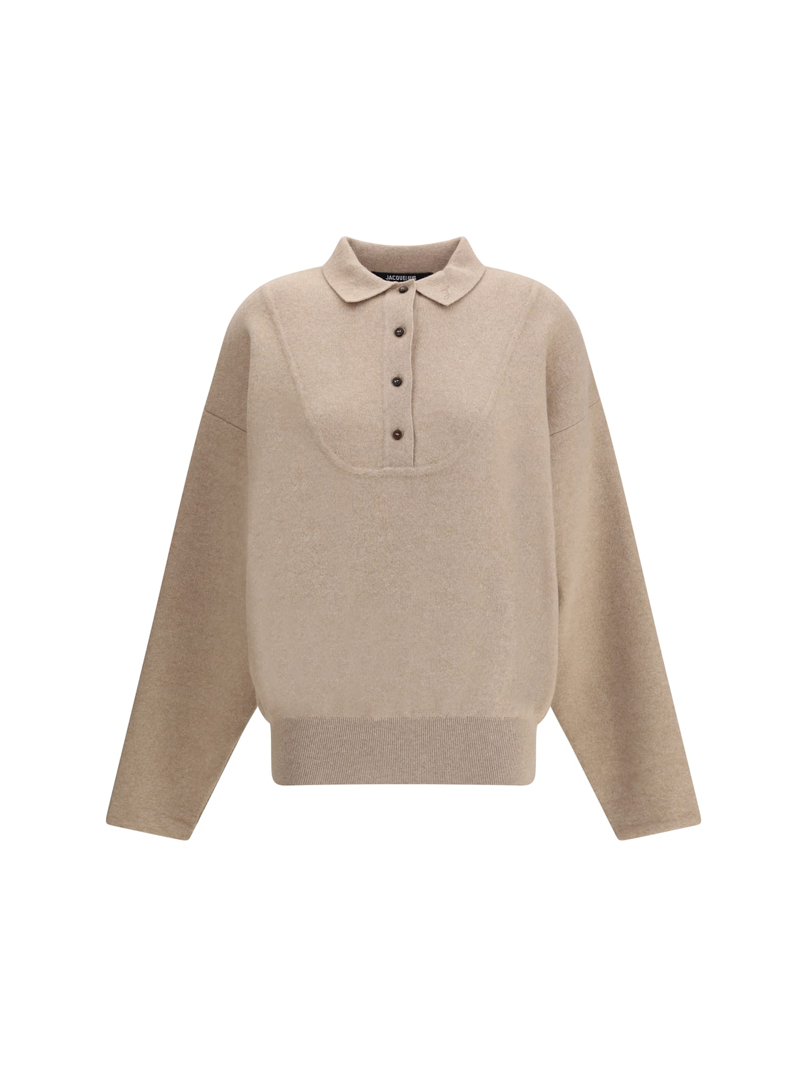 Jacquemus Polo Collar Knitwear With Ribbed Cuffs And Hem In Multi