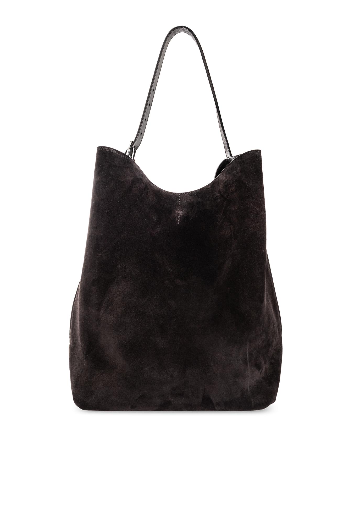 Totême Adjustable Suede Tote With Top Handle And Shoulder Strap In Brown