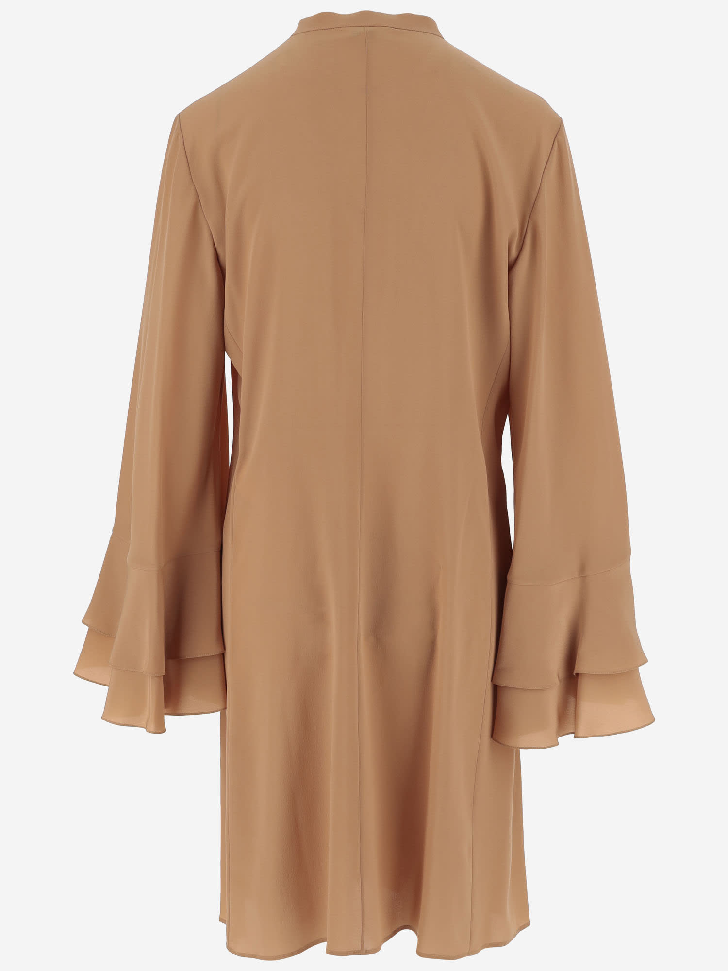 Shop Chloé Crepe De Chine Dress In Beige