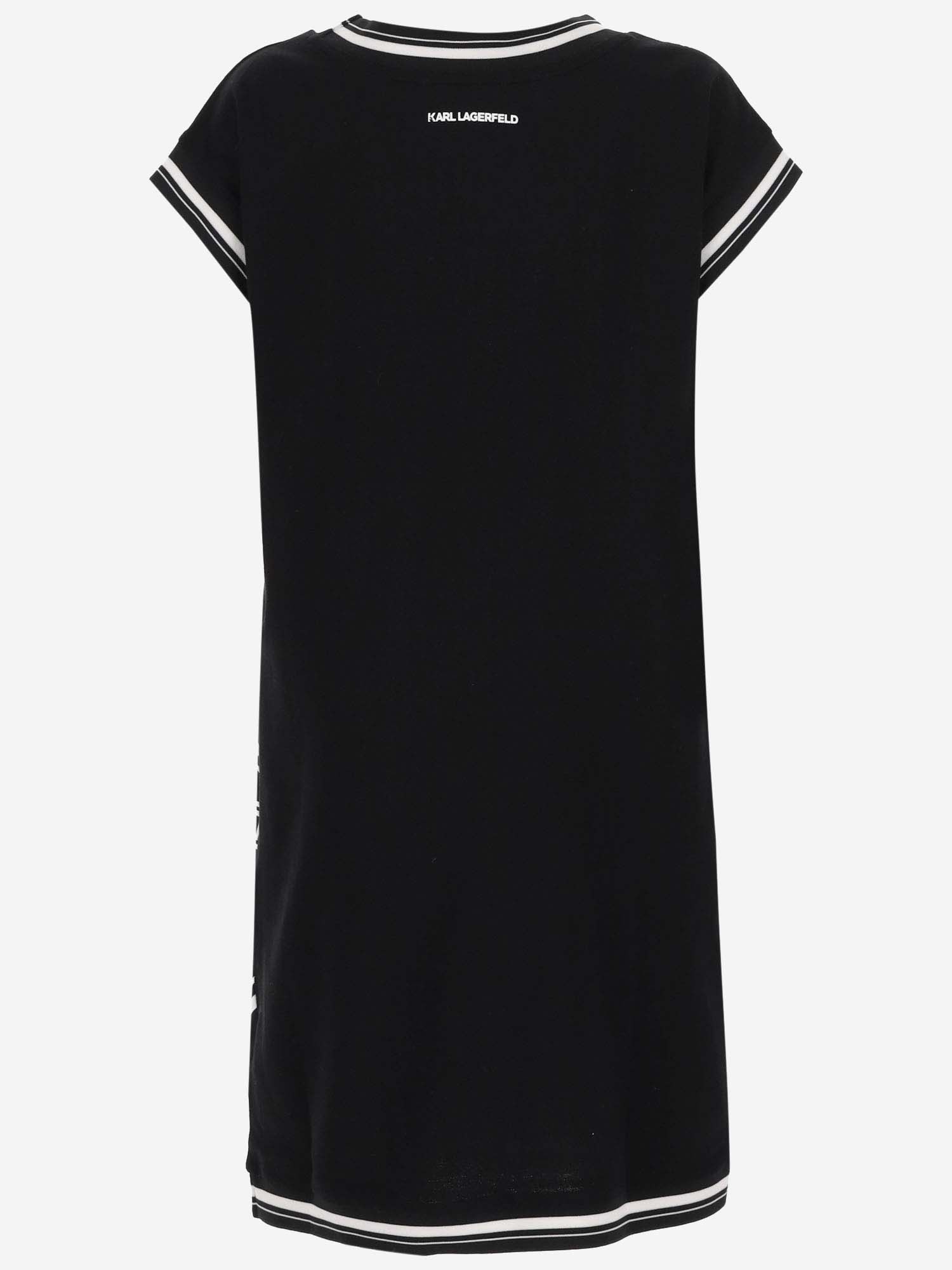 Shop Karl Lagerfeld Stretch Cotton Dress With Logo In Black