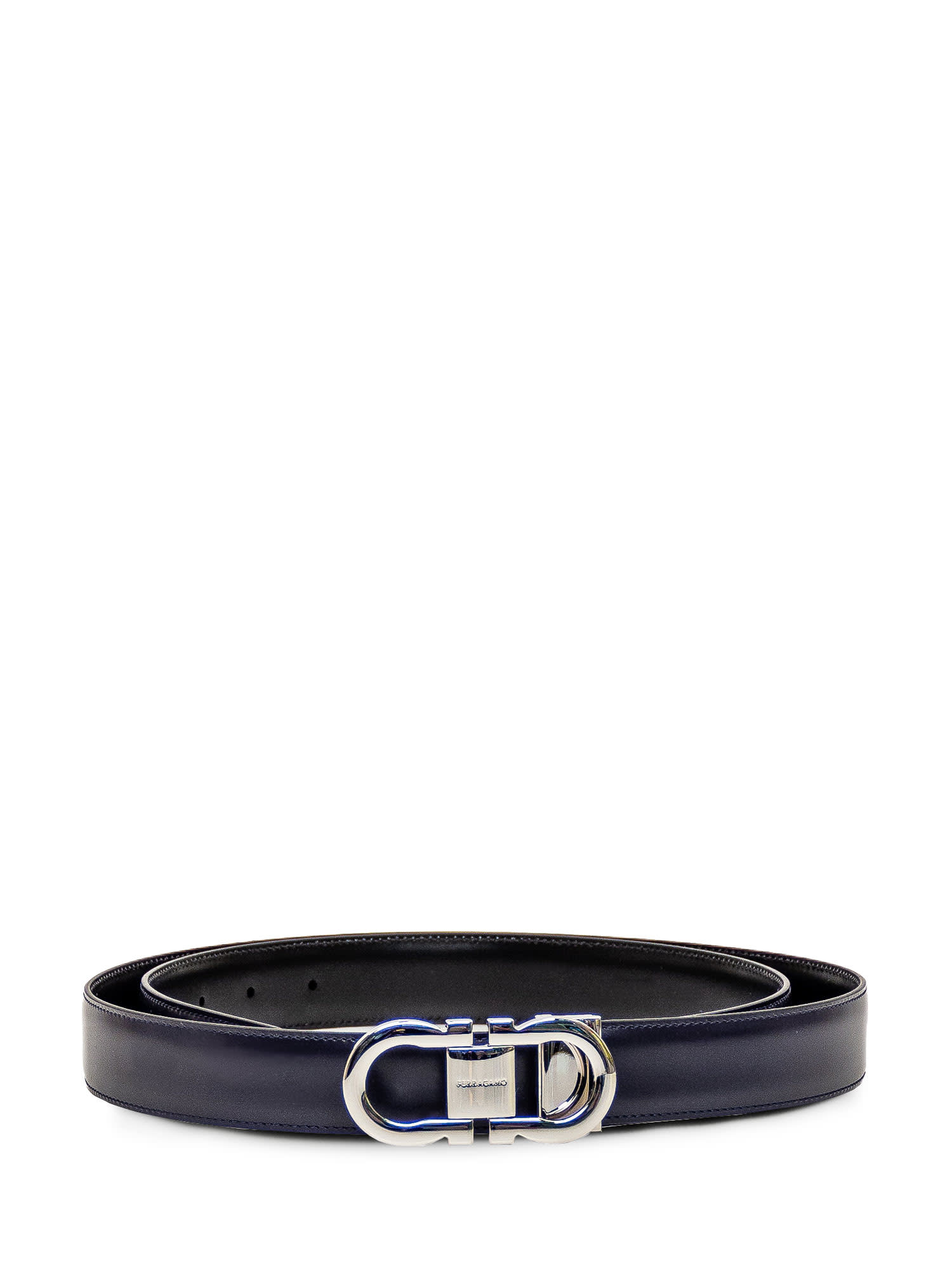 Shop Ferragamo Reversible Gancini Belt In Midnight