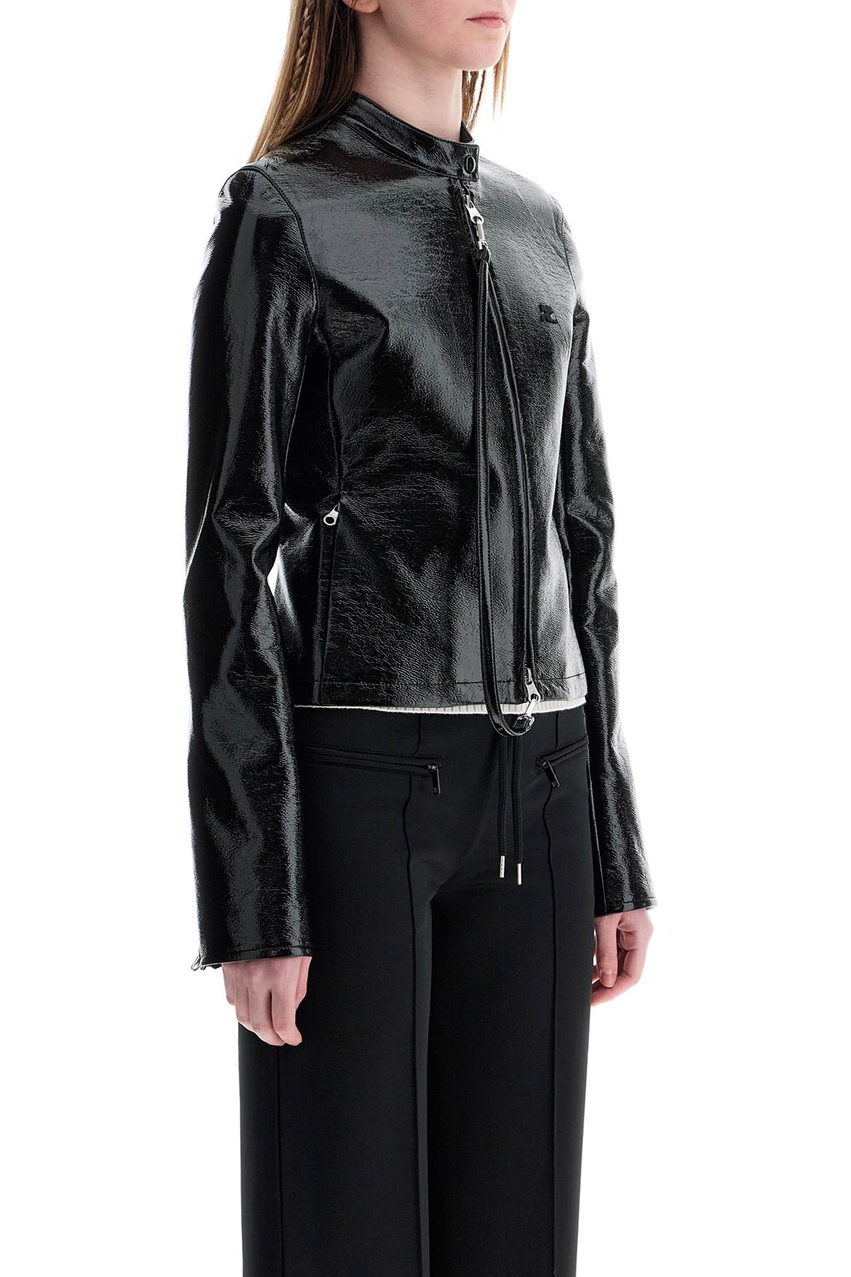 Courrèges Black Cotton Jacket With High Collar And Zip