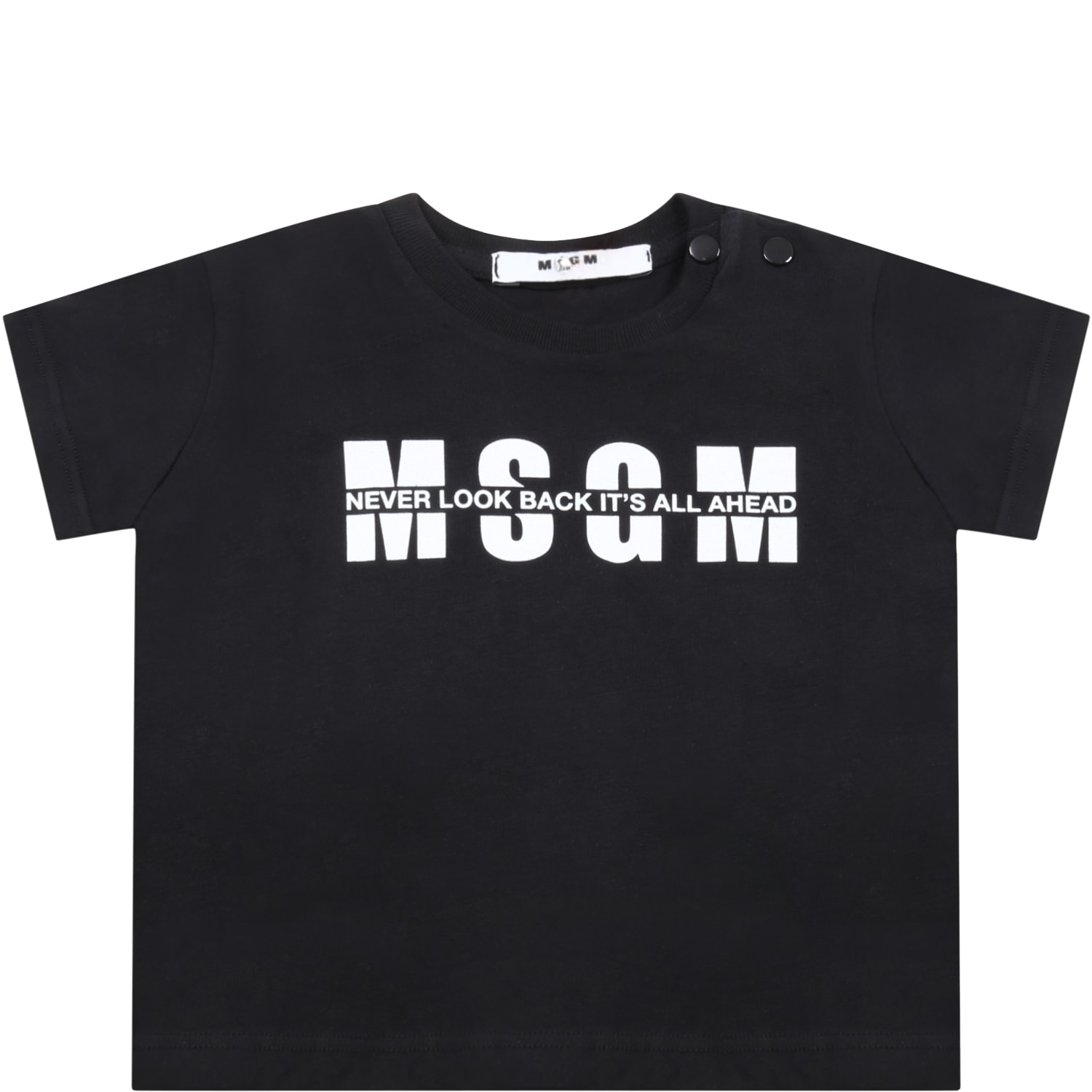 MSGM Black T-shirt For Babykids With Logo