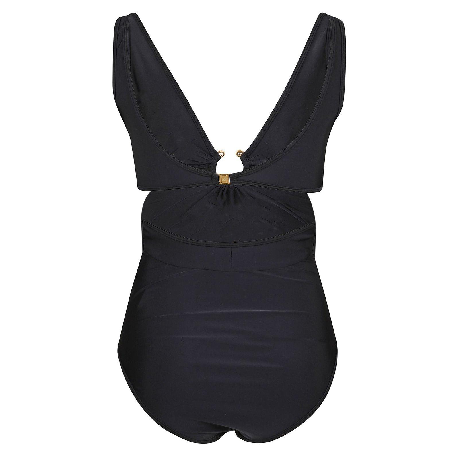 Shop Rabanne Embellished One Piece Swimsuit In Black
