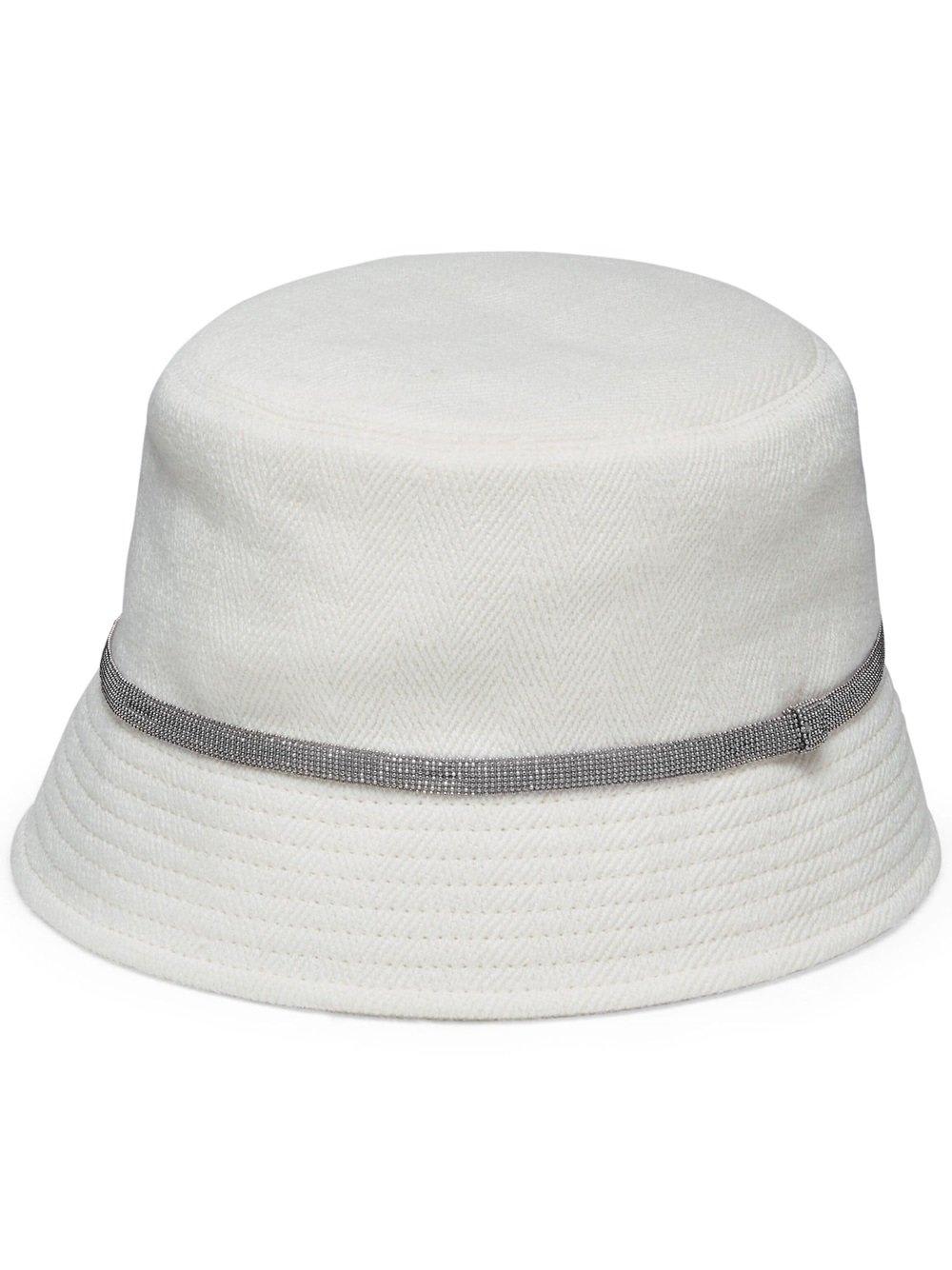 Brunello Cucinelli Bead-embellished Pull-on Bucket Hat In White