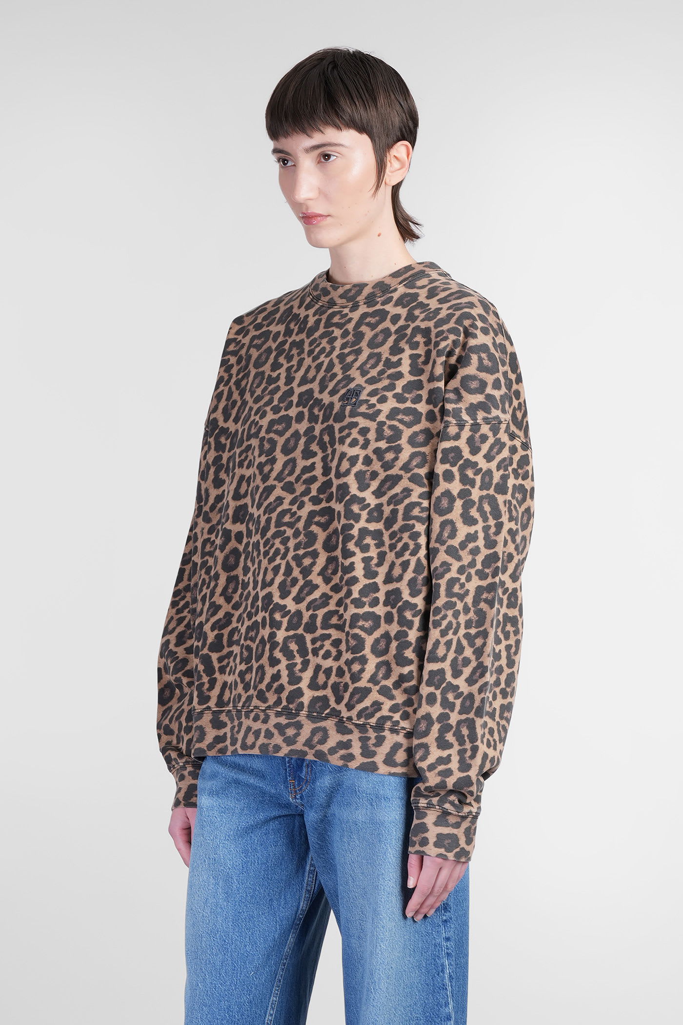 Anine Bing Miles Sweatshirt In Animalier Cotton In Animal Print