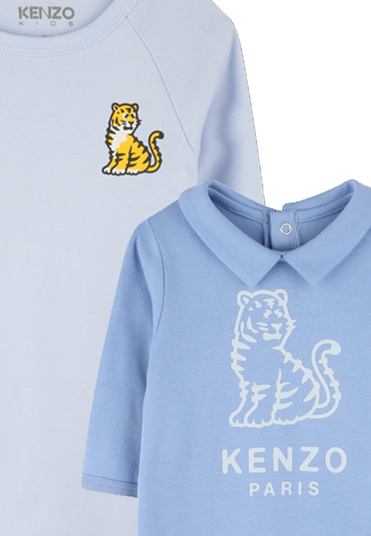 Kenzo Light Blue Babygrow Set For Baby Boy With Kotora In Blue