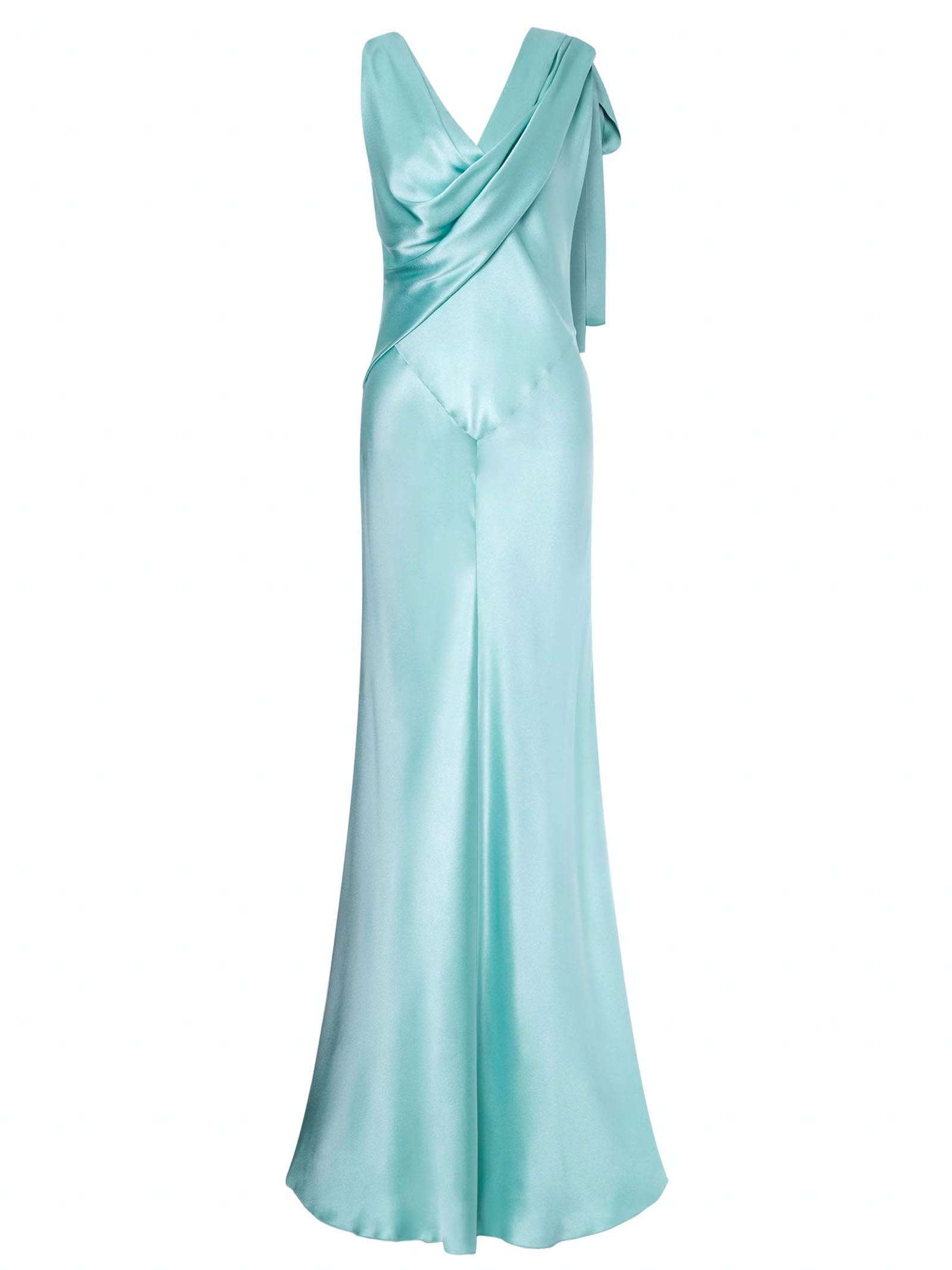 Sky Blue Silk Blend Maxi Dress