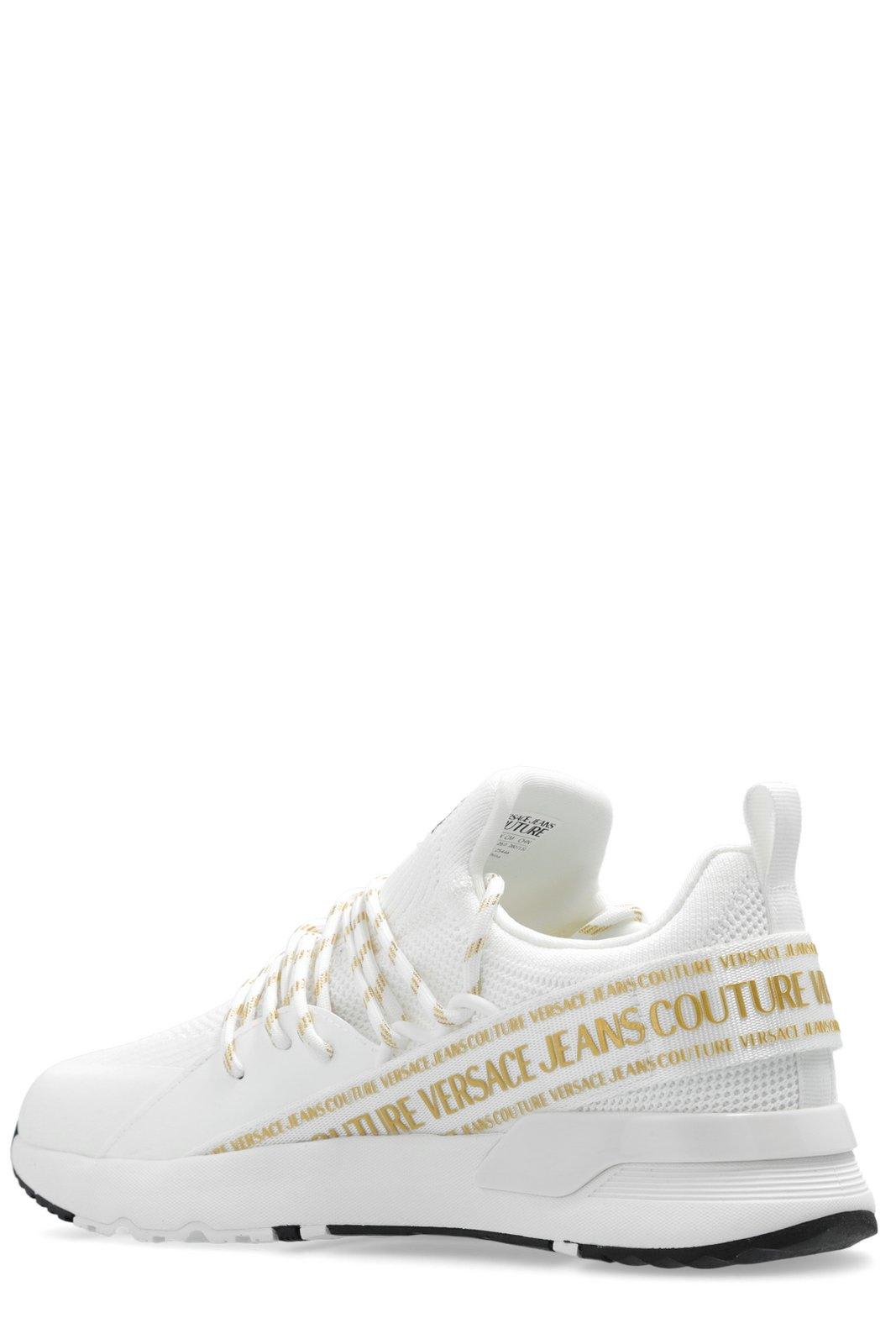 Shop Versace Jeans Couture Dynamic Logo-strap Round-toe Sneakers In White