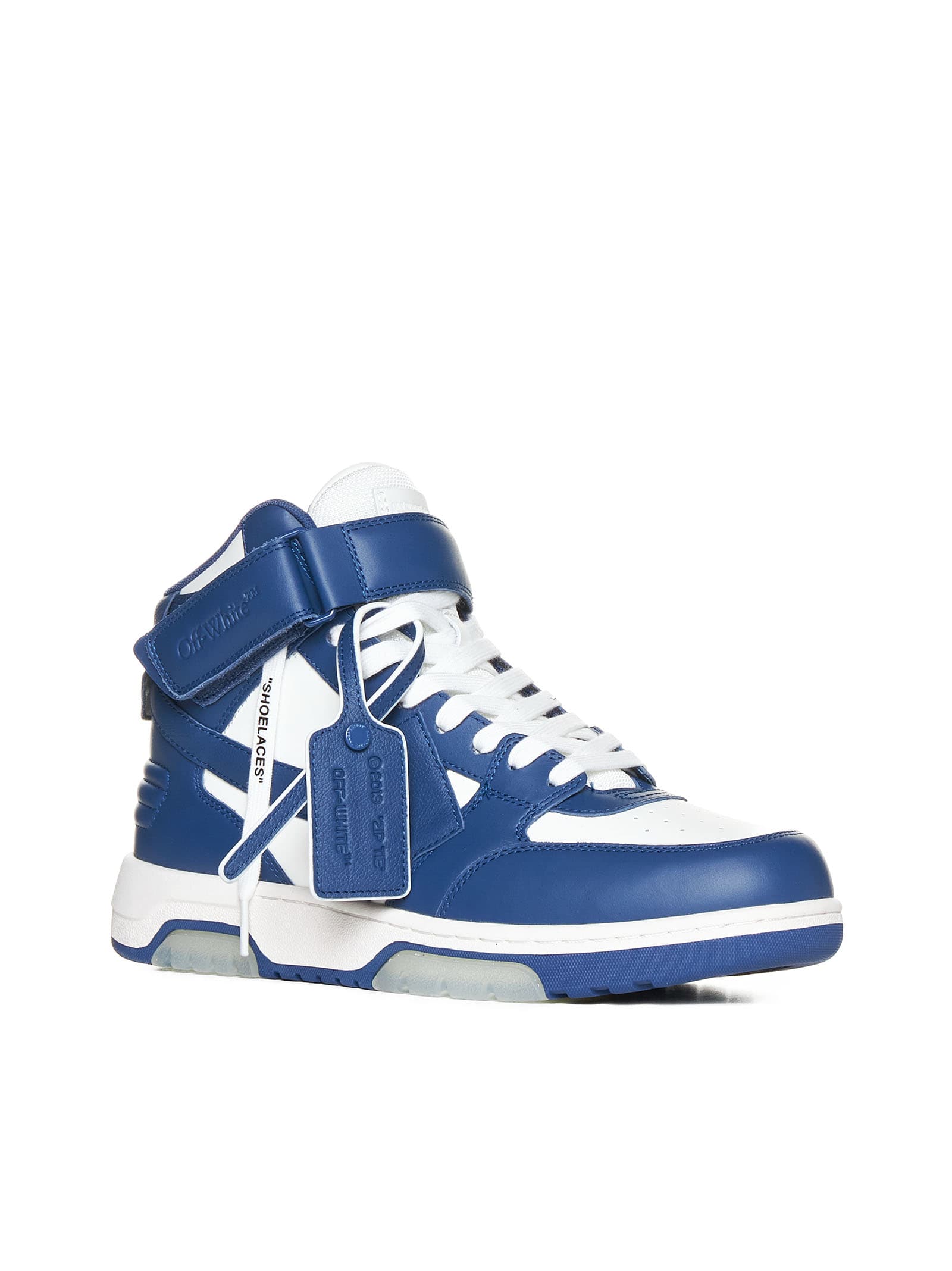 Off-white Off White Out Of Office Mid Top Sneakers Men In White Royal Blue