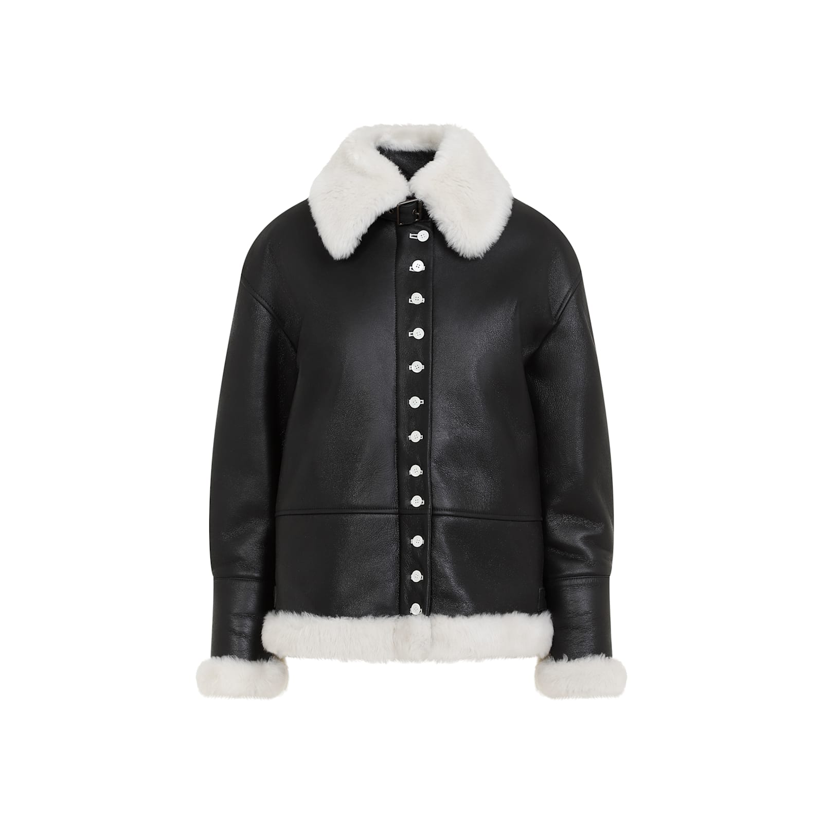 Shop Loewe Shearling Jacket In White Black