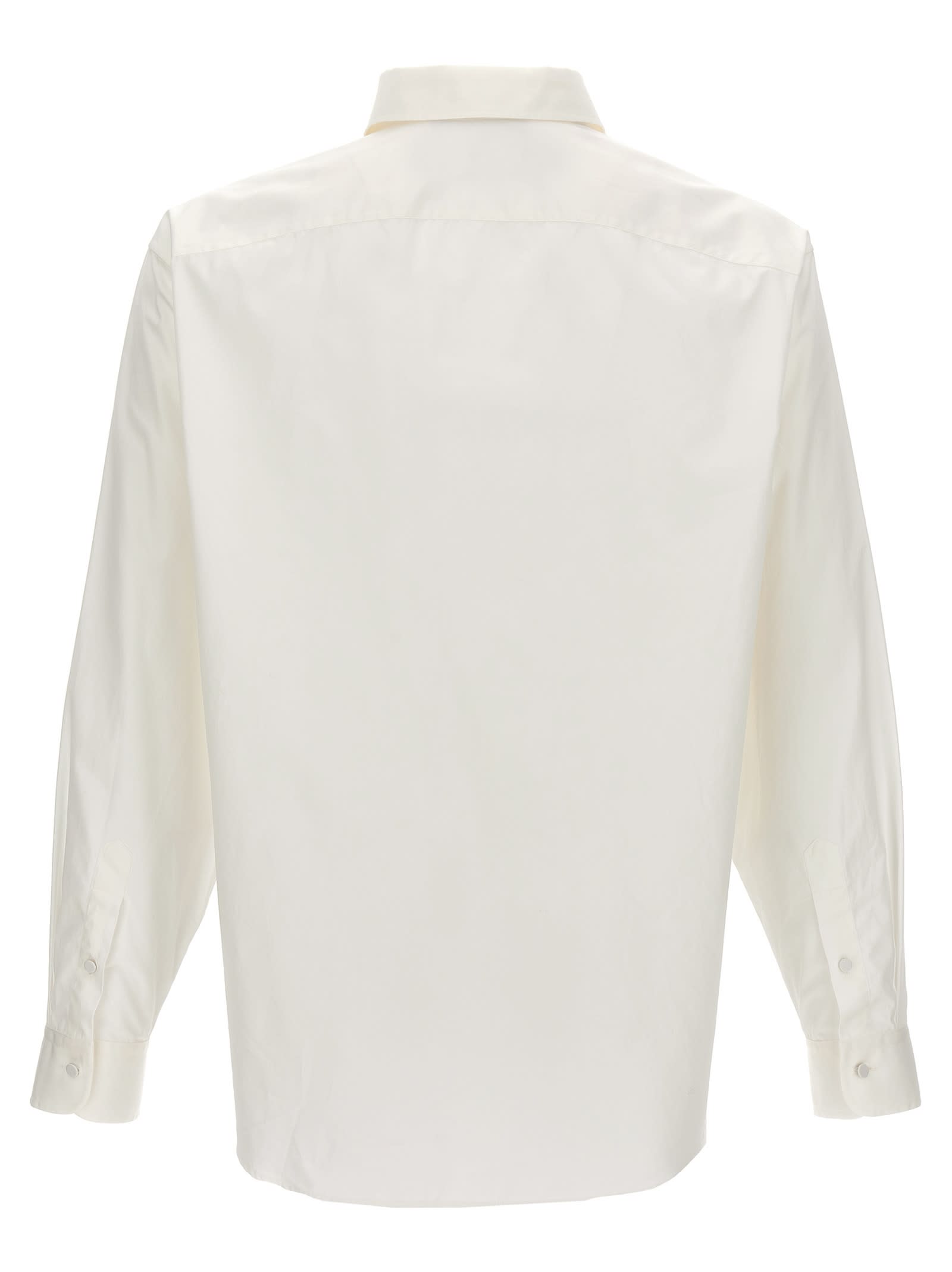 Shop Gucci Pleated Plastron Shirt In White