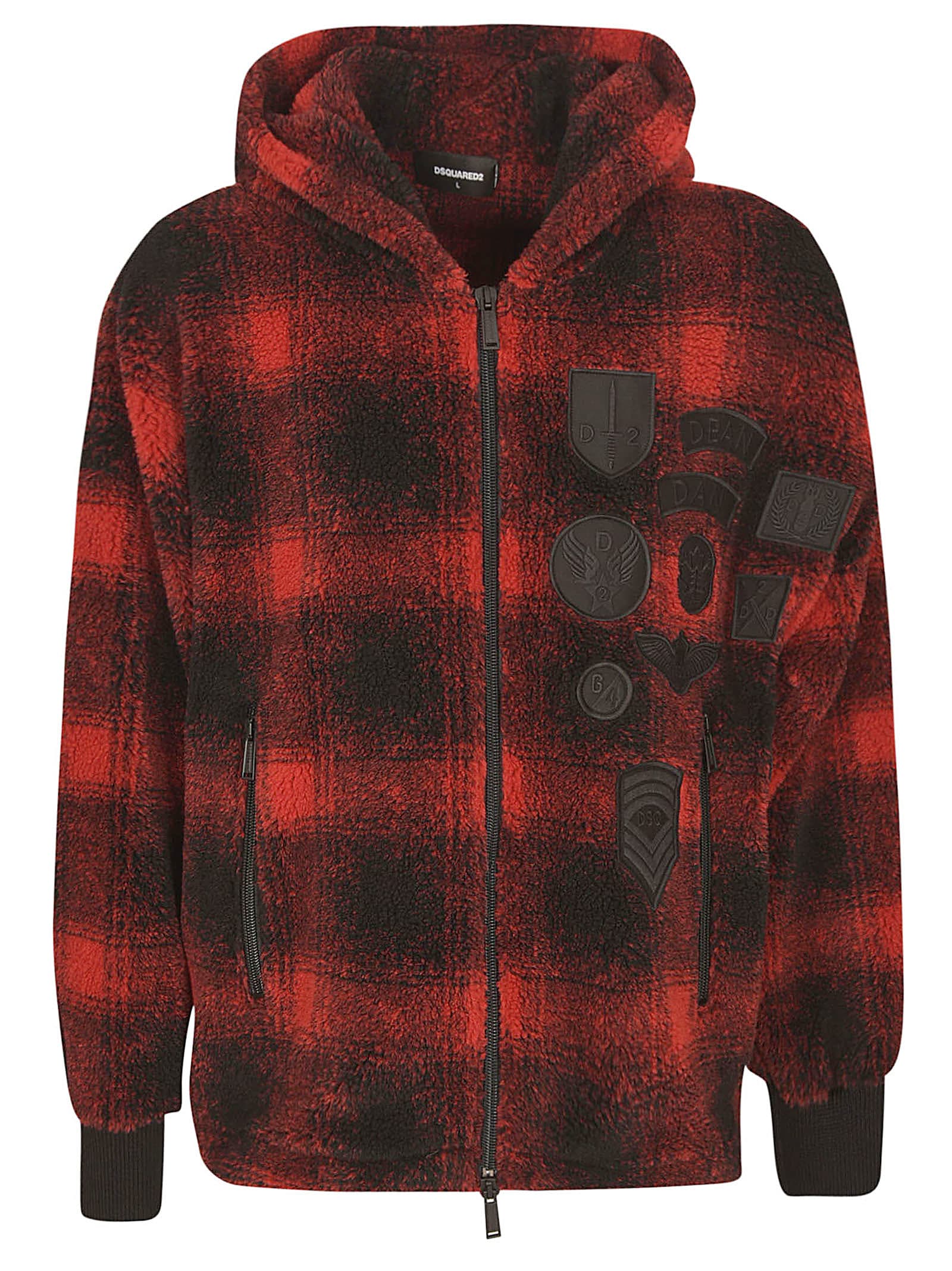 Dsquared2 Oversize Check Patched Hooded Jacket