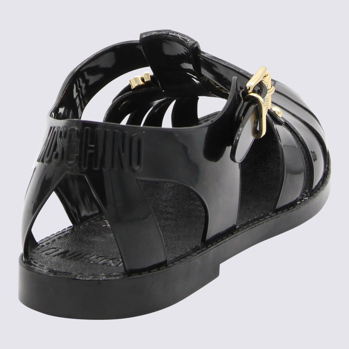Shop Moschino Black Rubber Sandals