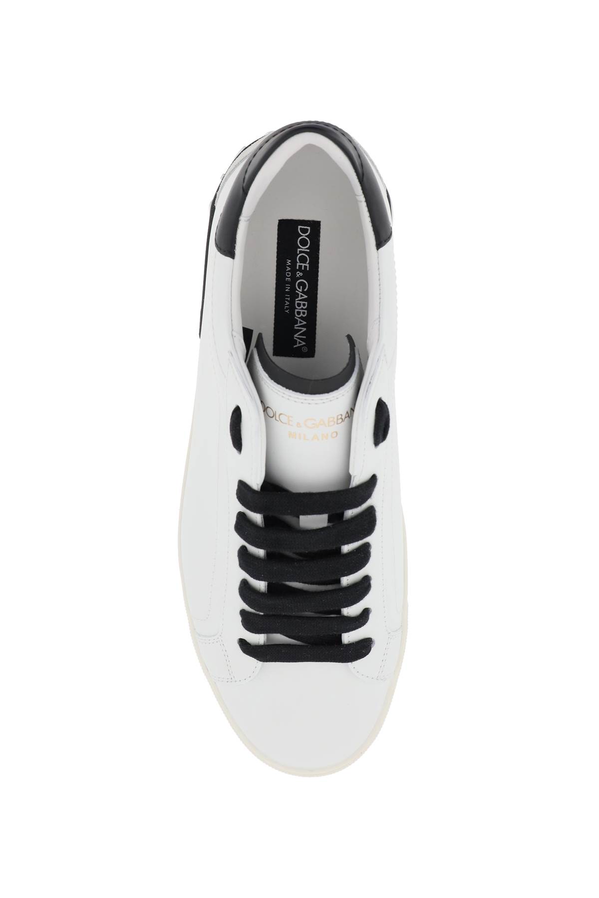 Shop Dolce & Gabbana Portofino Nappa Leather Sneakers In White/black