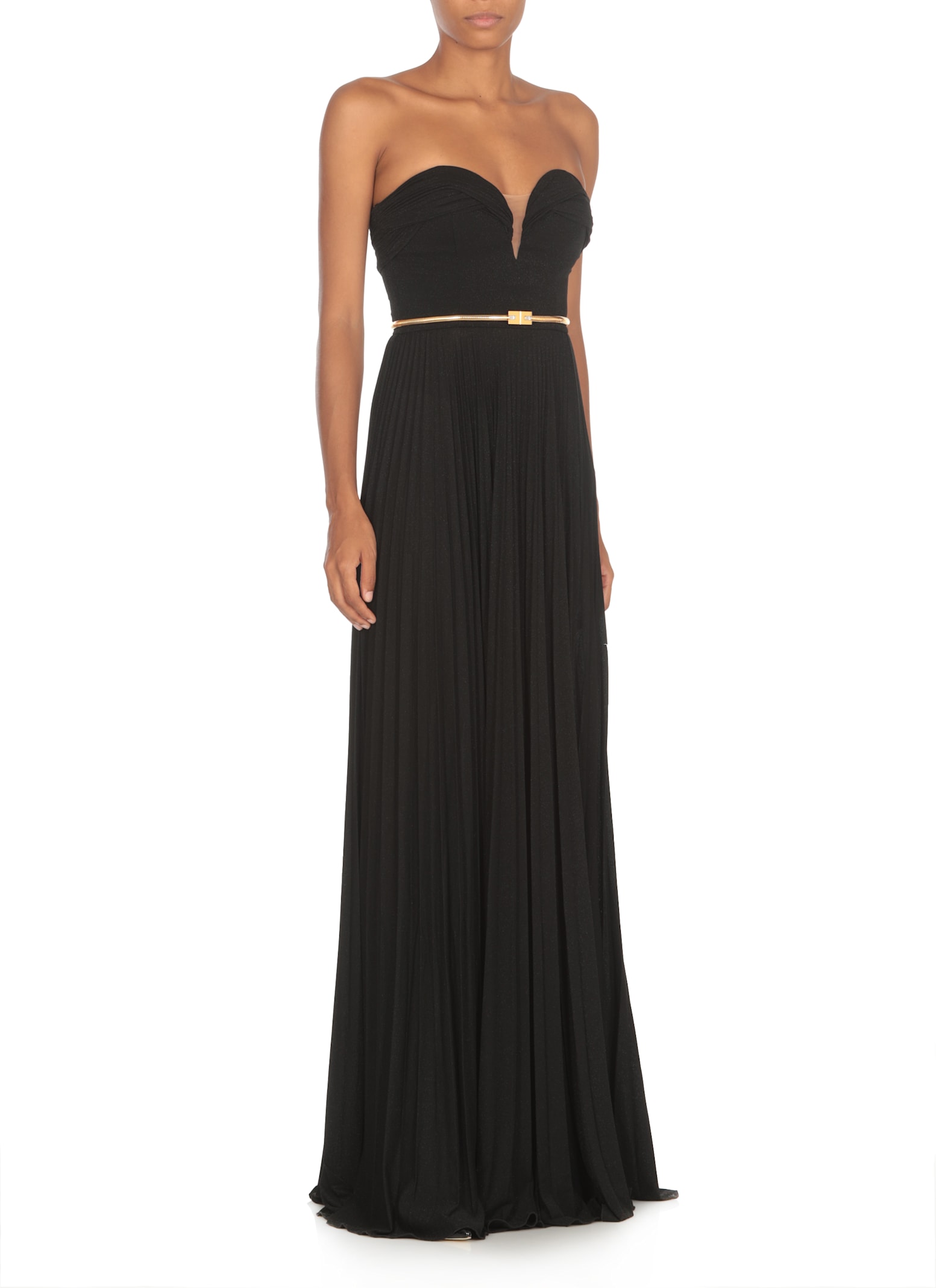 Shop Elisabetta Franchi Lurex Red Carpet Dress In Black