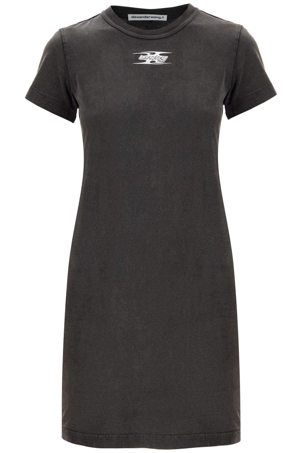 Alexander Wang 'mini Dress With Embossed Logo In Washed Cedar (grey)