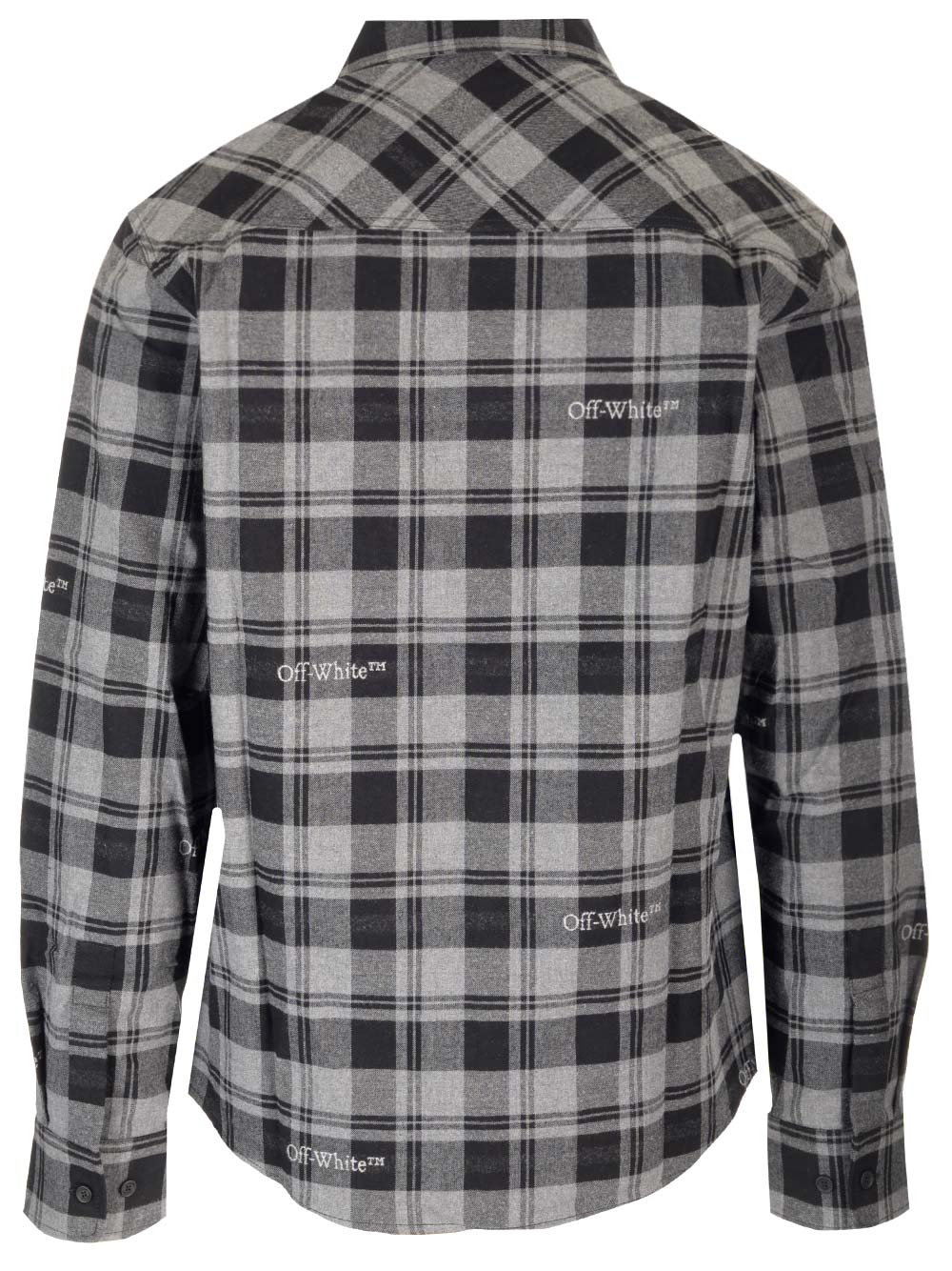 Shop Off-white Check Flannel Shirt In Grigio Scuro