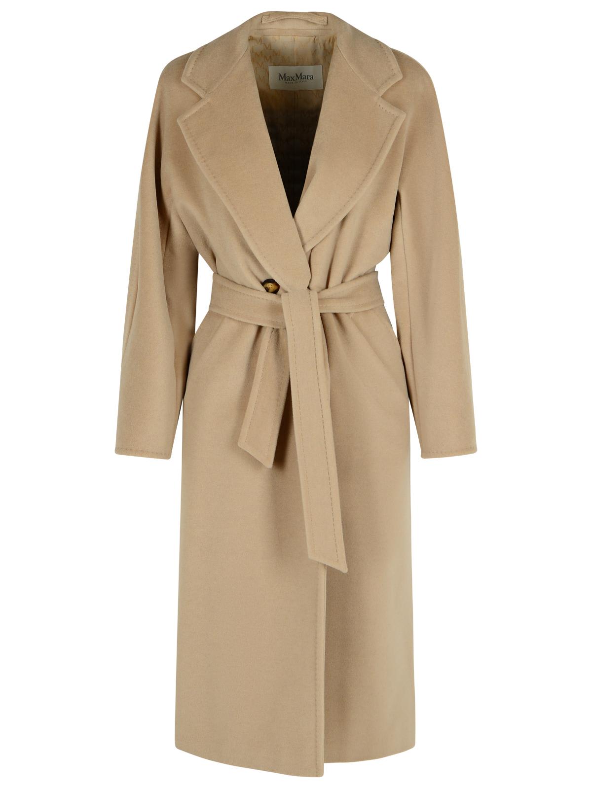 Max Mara Madame Virgin Wool And Ecru Cashmere Coat In Brown