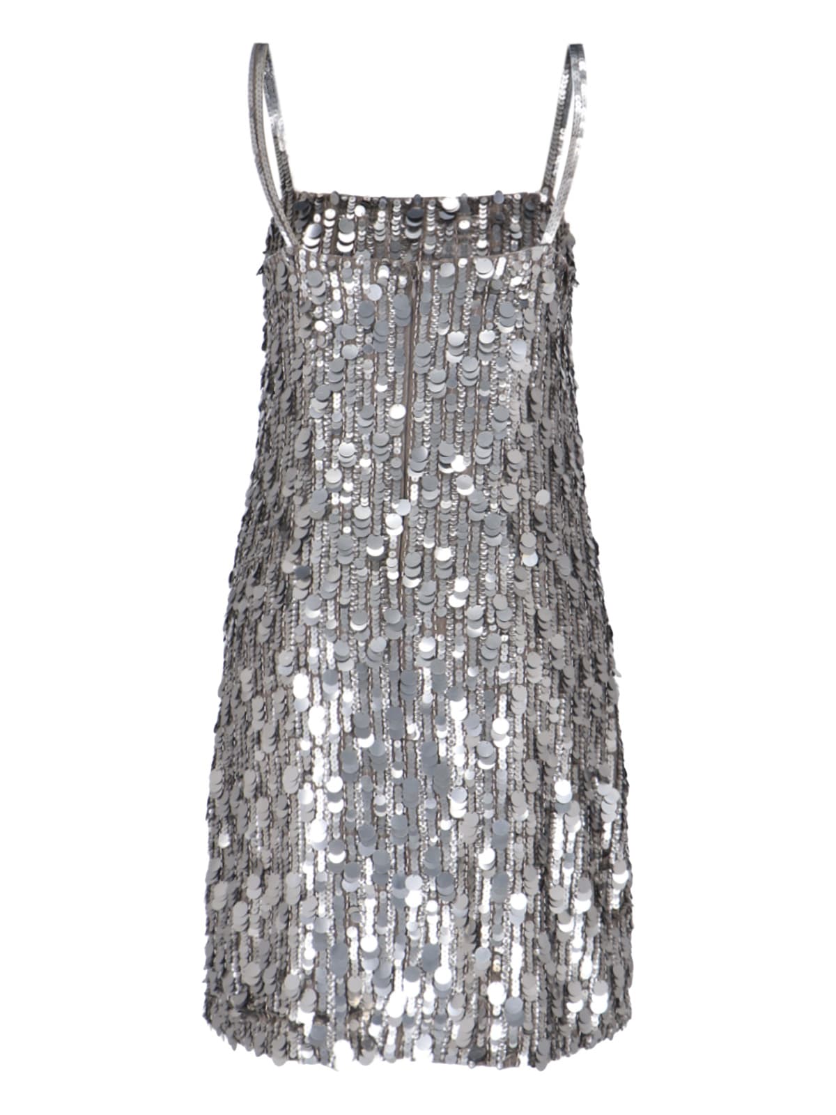 Shop P.a.r.o.s.h Full Paillettes Midi Dress In Silver