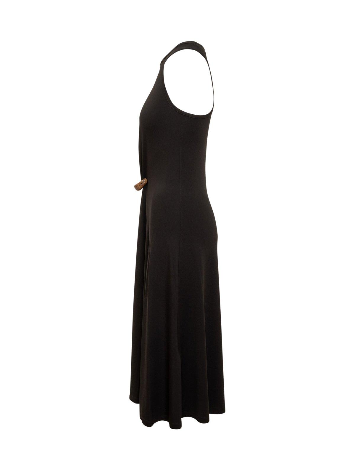 Shop Ferragamo Ruched Detail Flared Hem Dress In Black