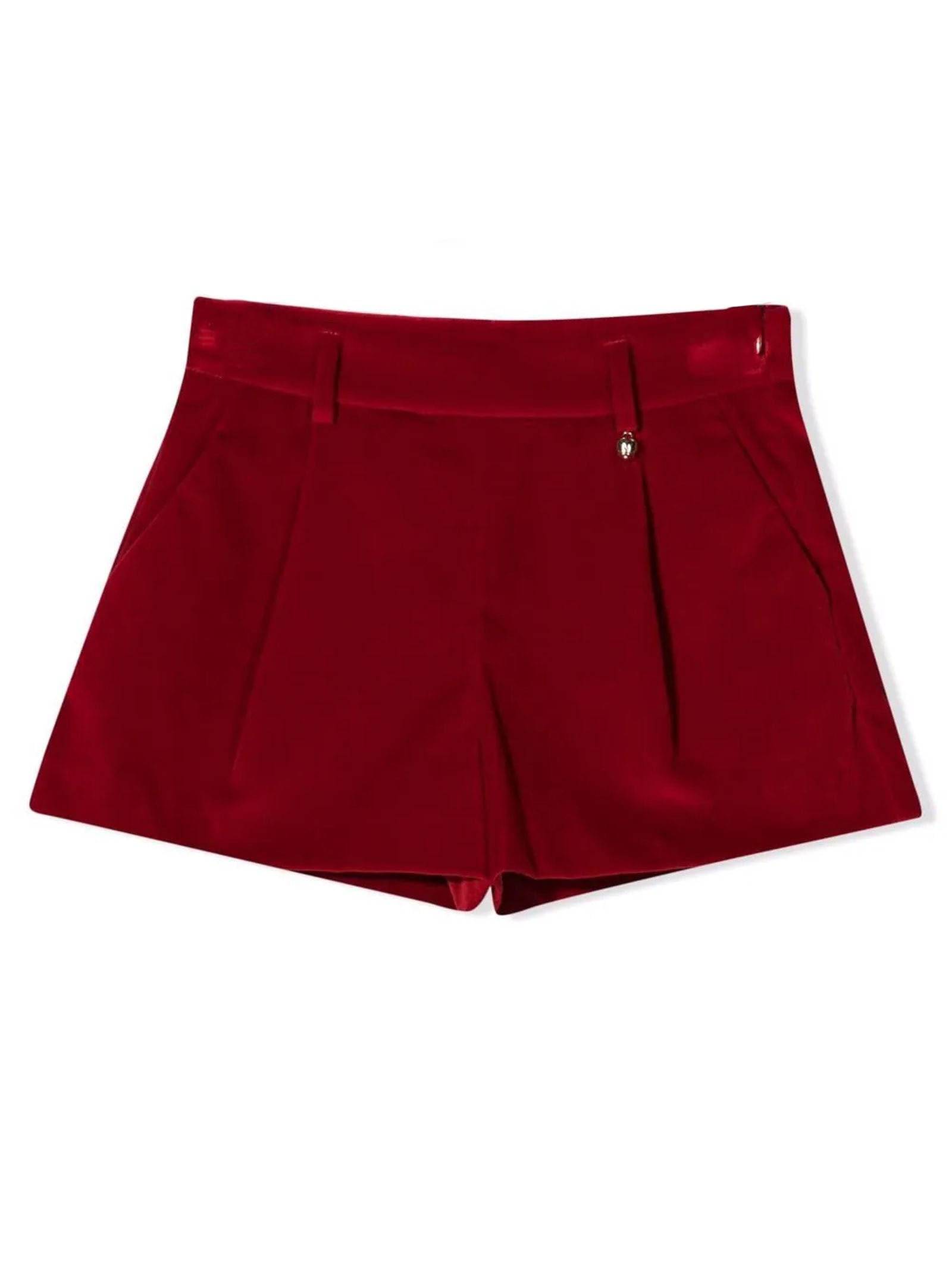 Simonetta Dark Red Stretch Cotton Shorts