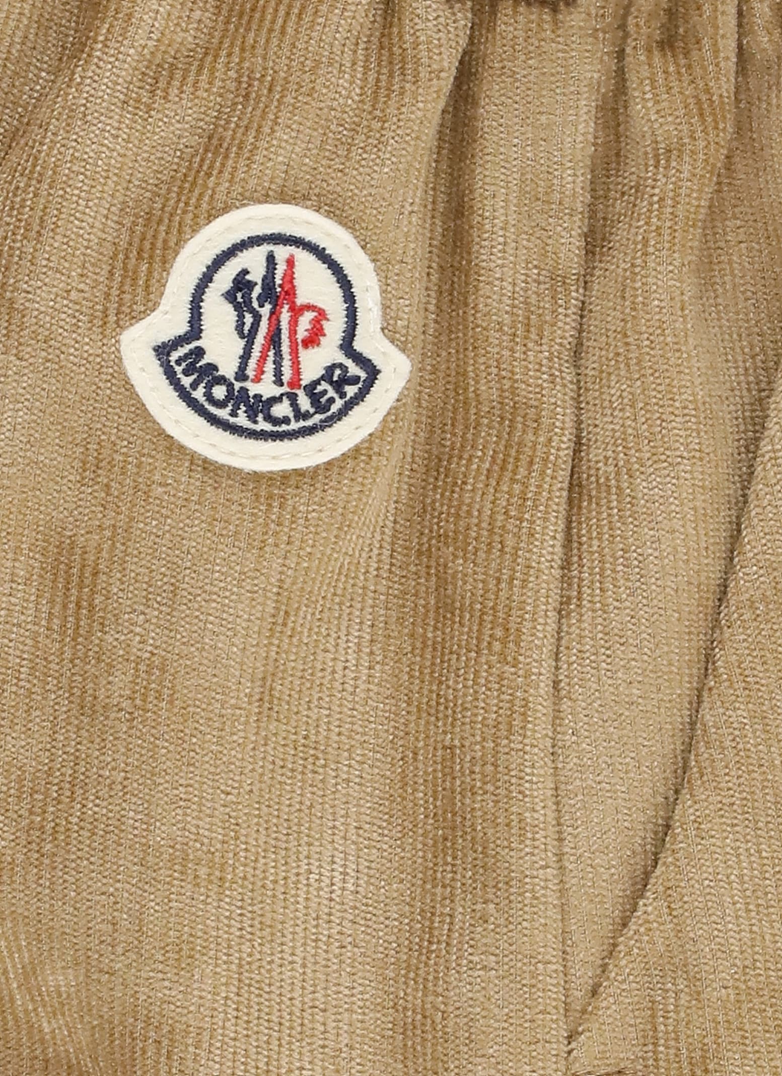 Moncler Beige Shorts For Girl With Logo In Neutral